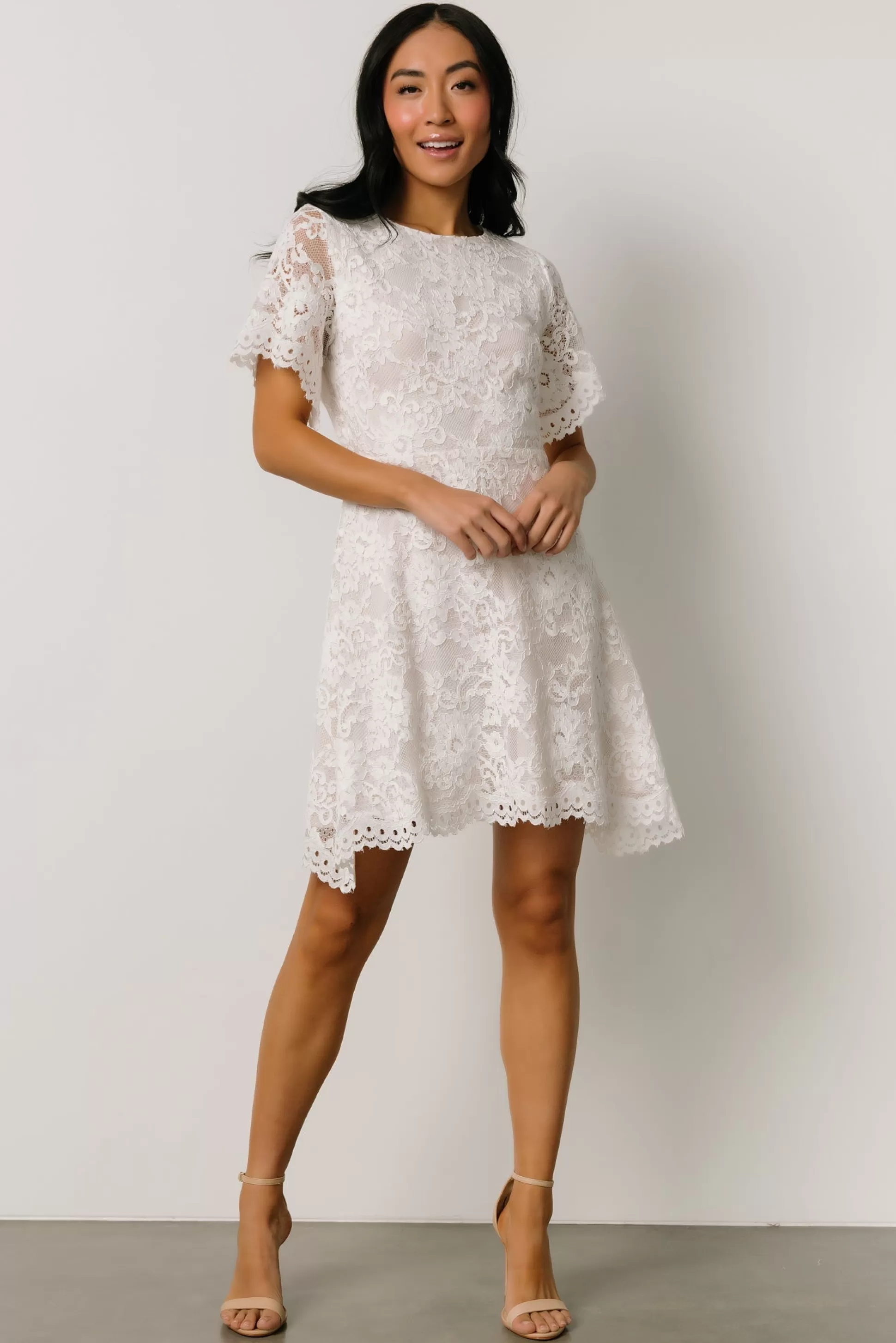 short dresses | Baltic Born Aasha Lace Short Dress | Off White