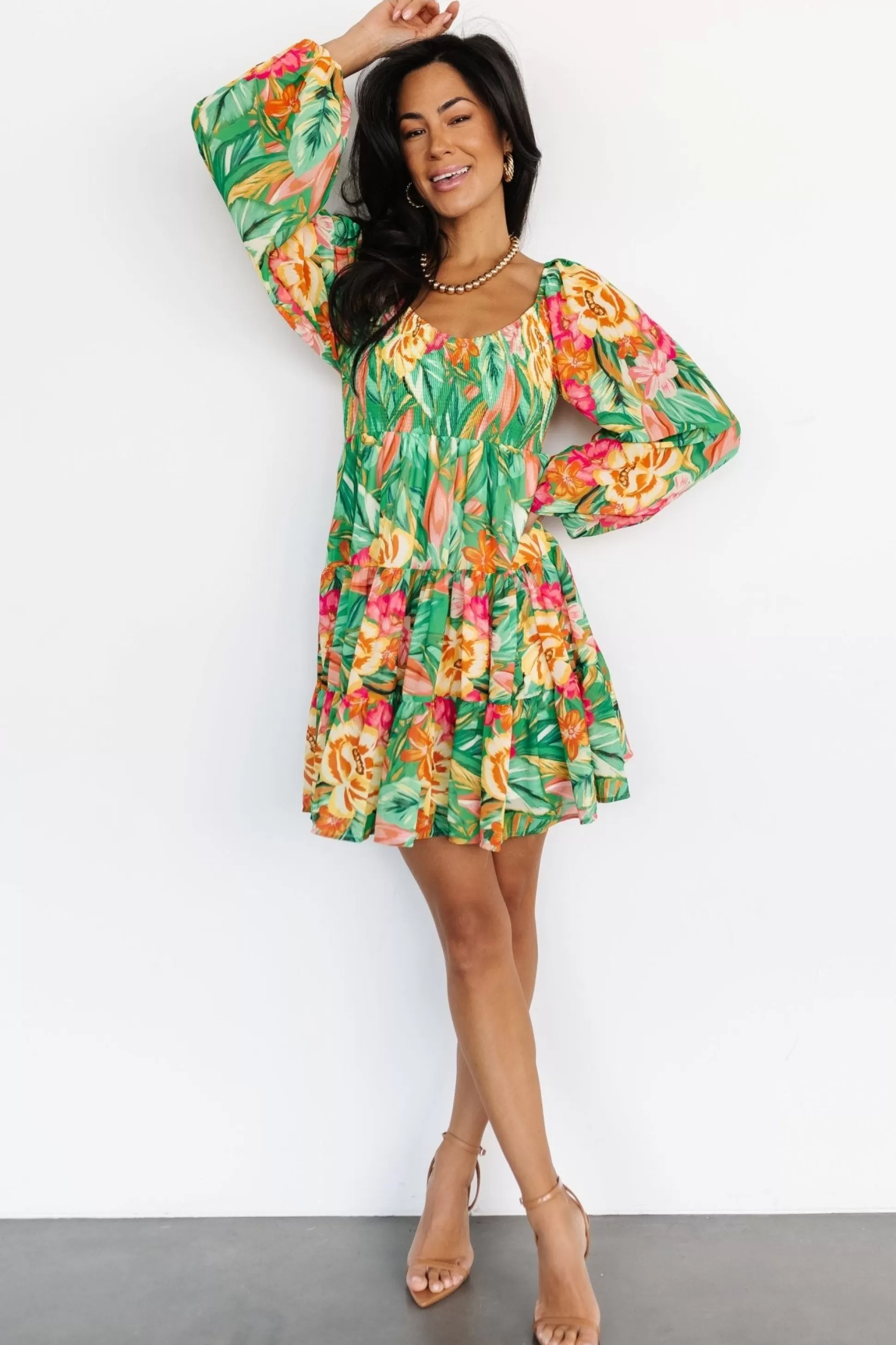 COMING SOON | Baltic Born Acapulco Short Dress | Green Multi Print