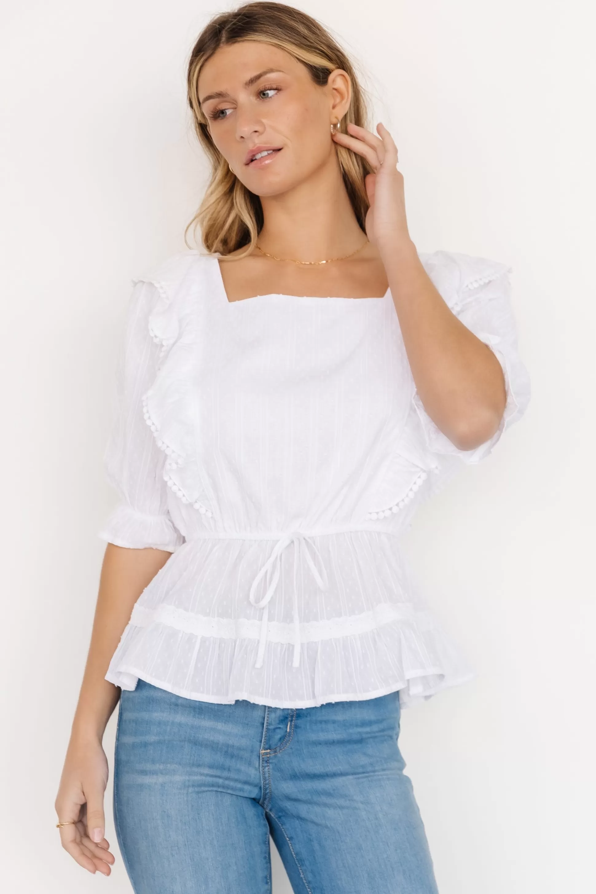 blouses + shirts | Baltic Born Adley Ruffle Top | White
