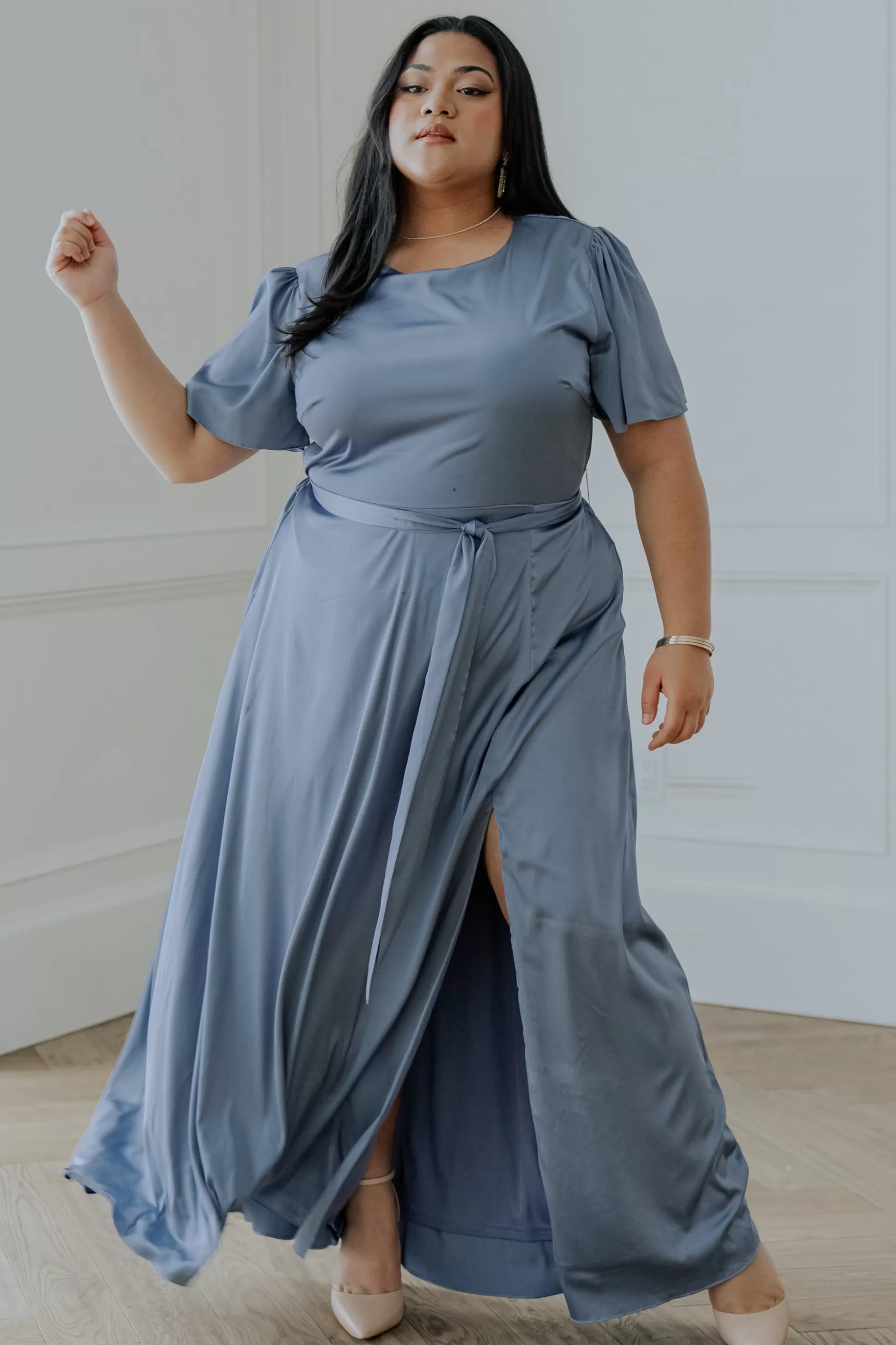 WEDDING SUITE | wedding guest | Baltic Born Agnes Satin Maxi Dress | Whisper Blue