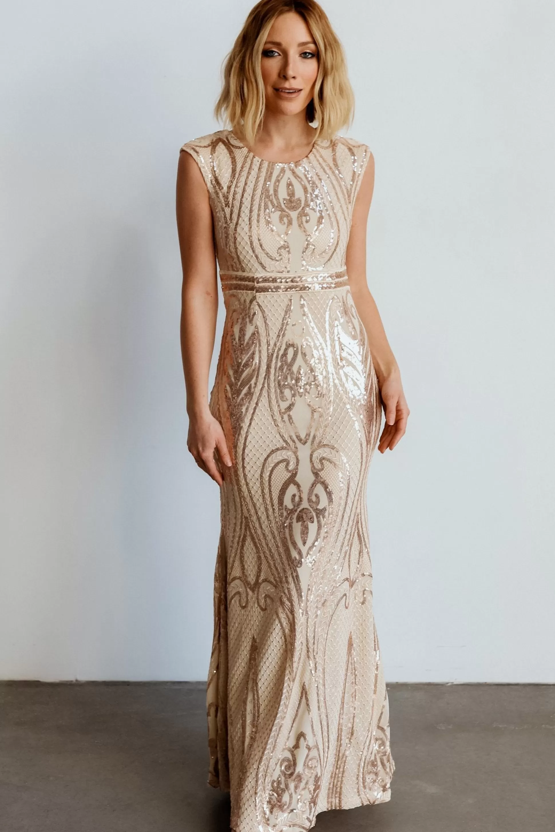 embellished + sequined | Baltic Born Alessia Sequin Gown | Champagne
