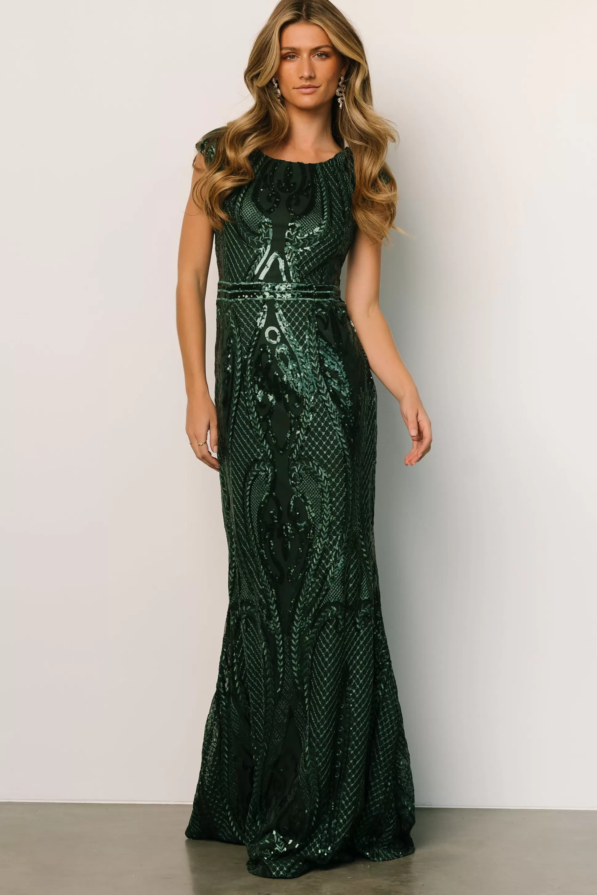 embellished + sequined | Baltic Born Alessia Sequin Gown | Green