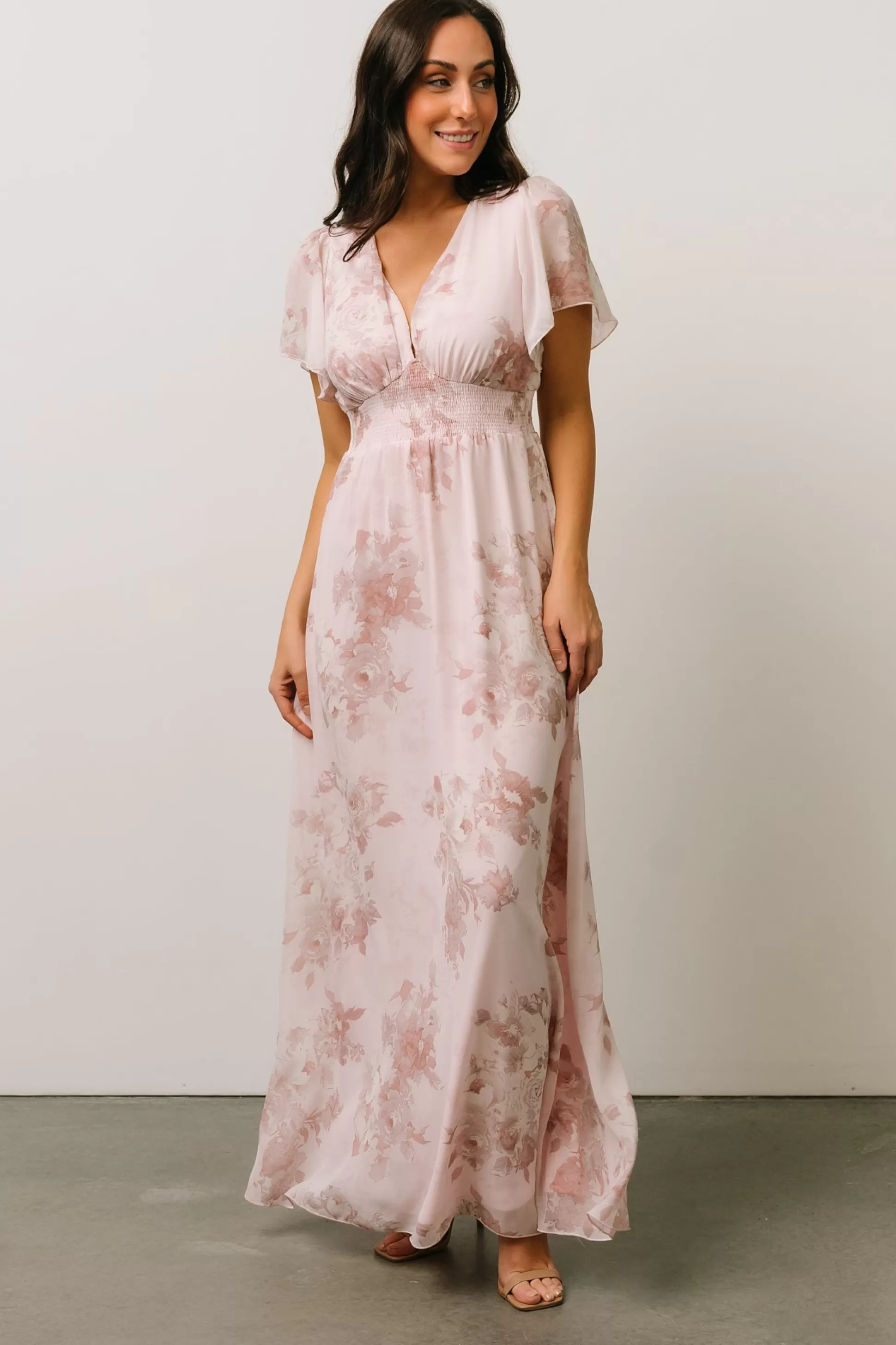 SALE | Baltic Born Alexandria Smocked Maxi Dress | Blush Floral