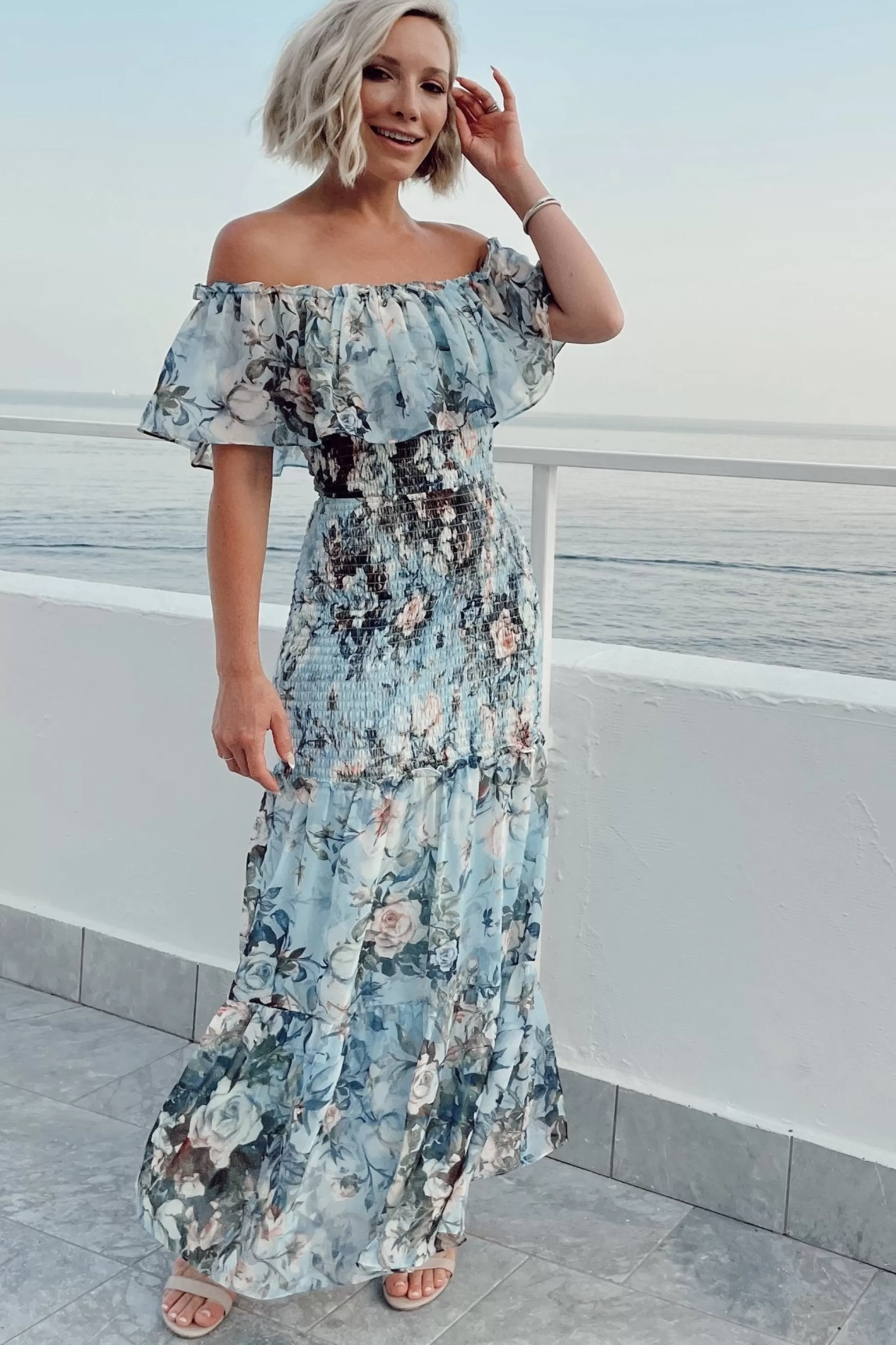 SALE | Baltic Born Amalfi Smocked Maxi Dress | Blue Floral