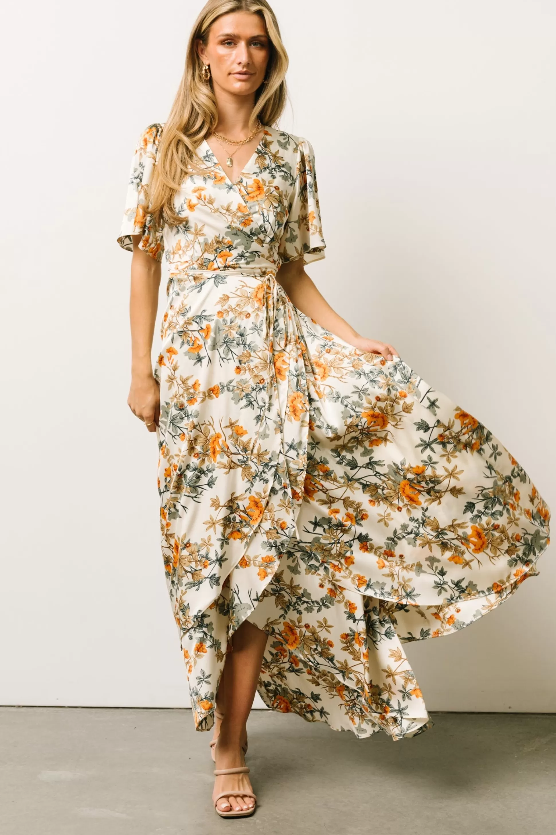 SALE | Baltic Born Amara Wrap Dress | Ivory Multi Floral