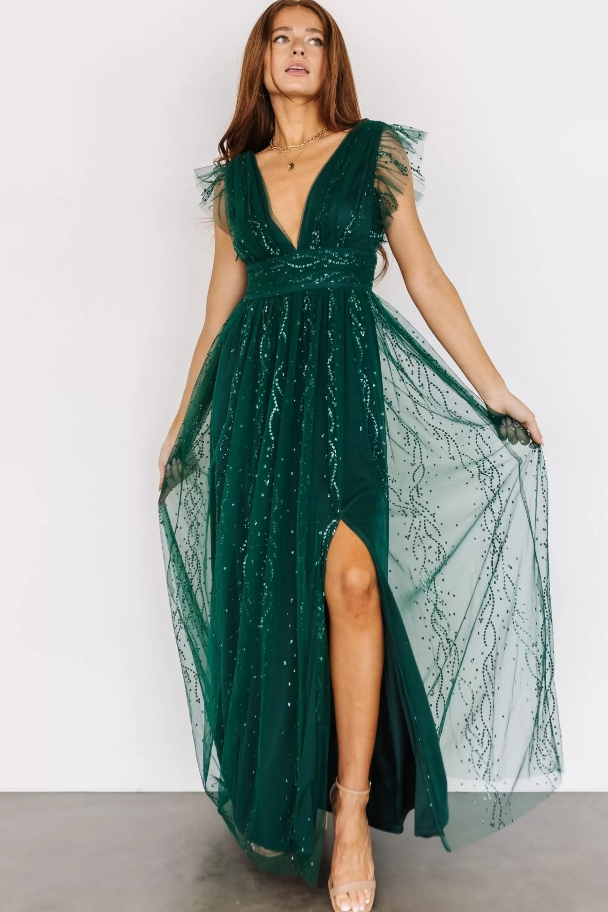 tulle styles | Baltic Born Annika Sequin Mesh Maxi Dress | Green