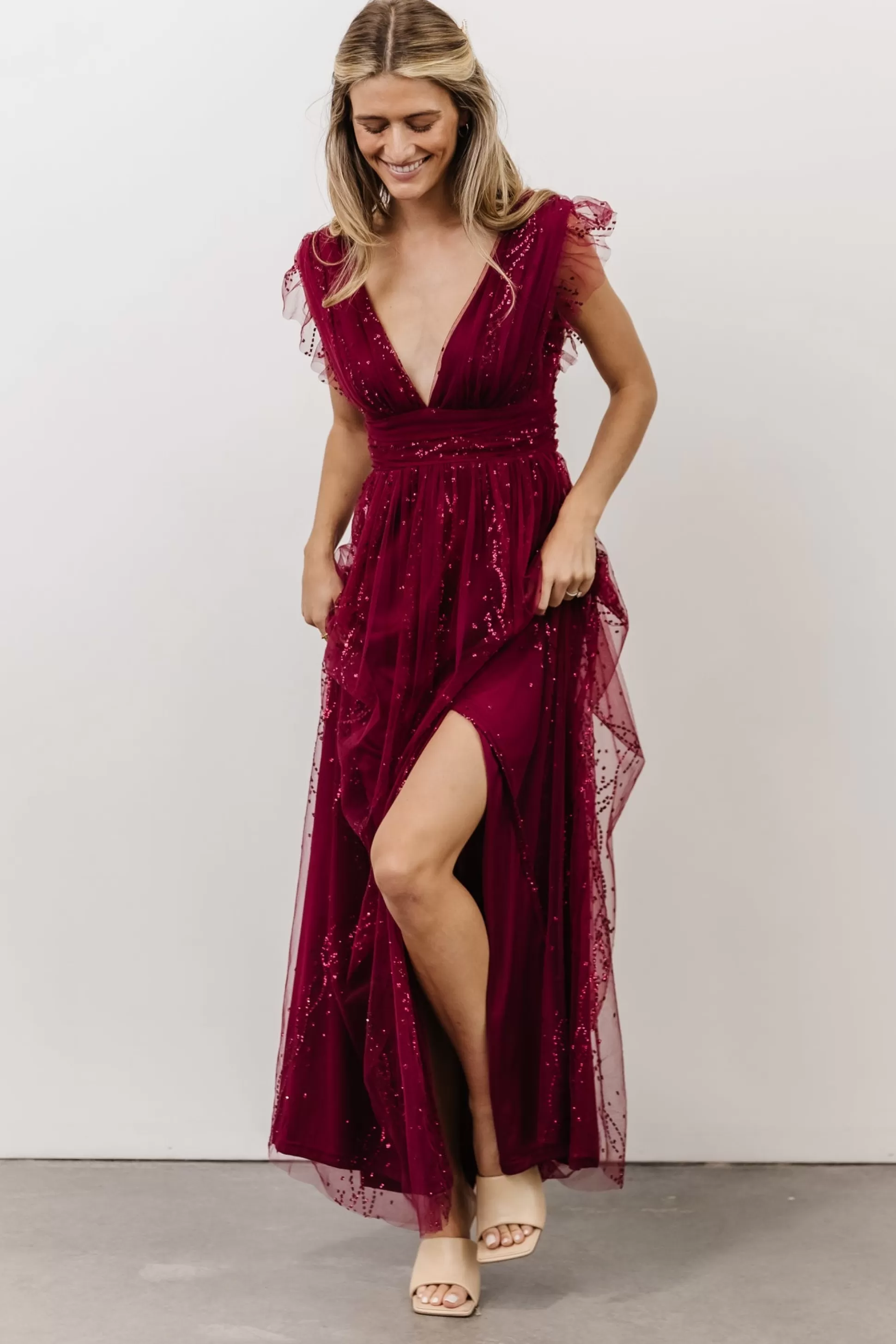 tulle styles | Baltic Born Annika Sequin Mesh Maxi Dress | Wine