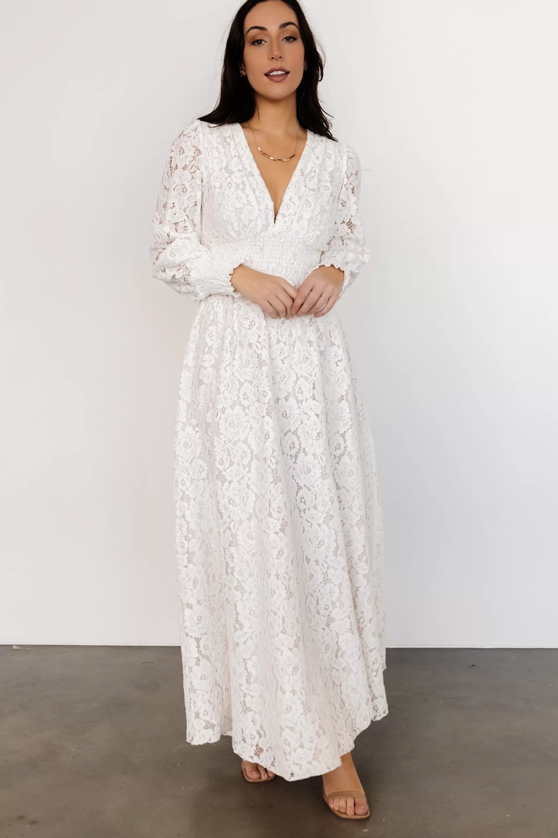 bump friendly | EXTENDED SIZING | Baltic Born Aphrodite Lace Maxi Dress | Off White