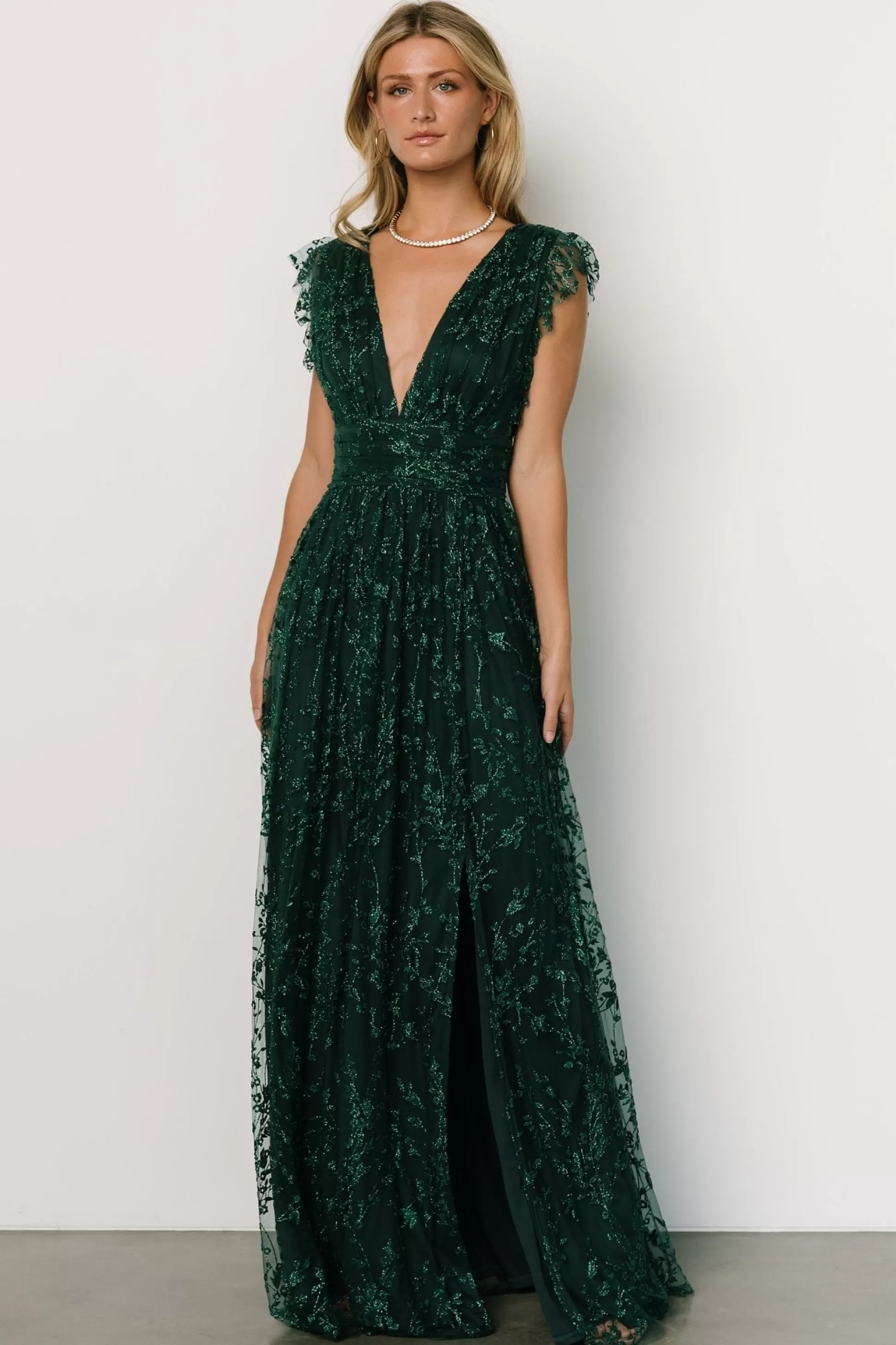 embellished + sequined | Baltic Born Arlene Shimmer Gown | Emerald