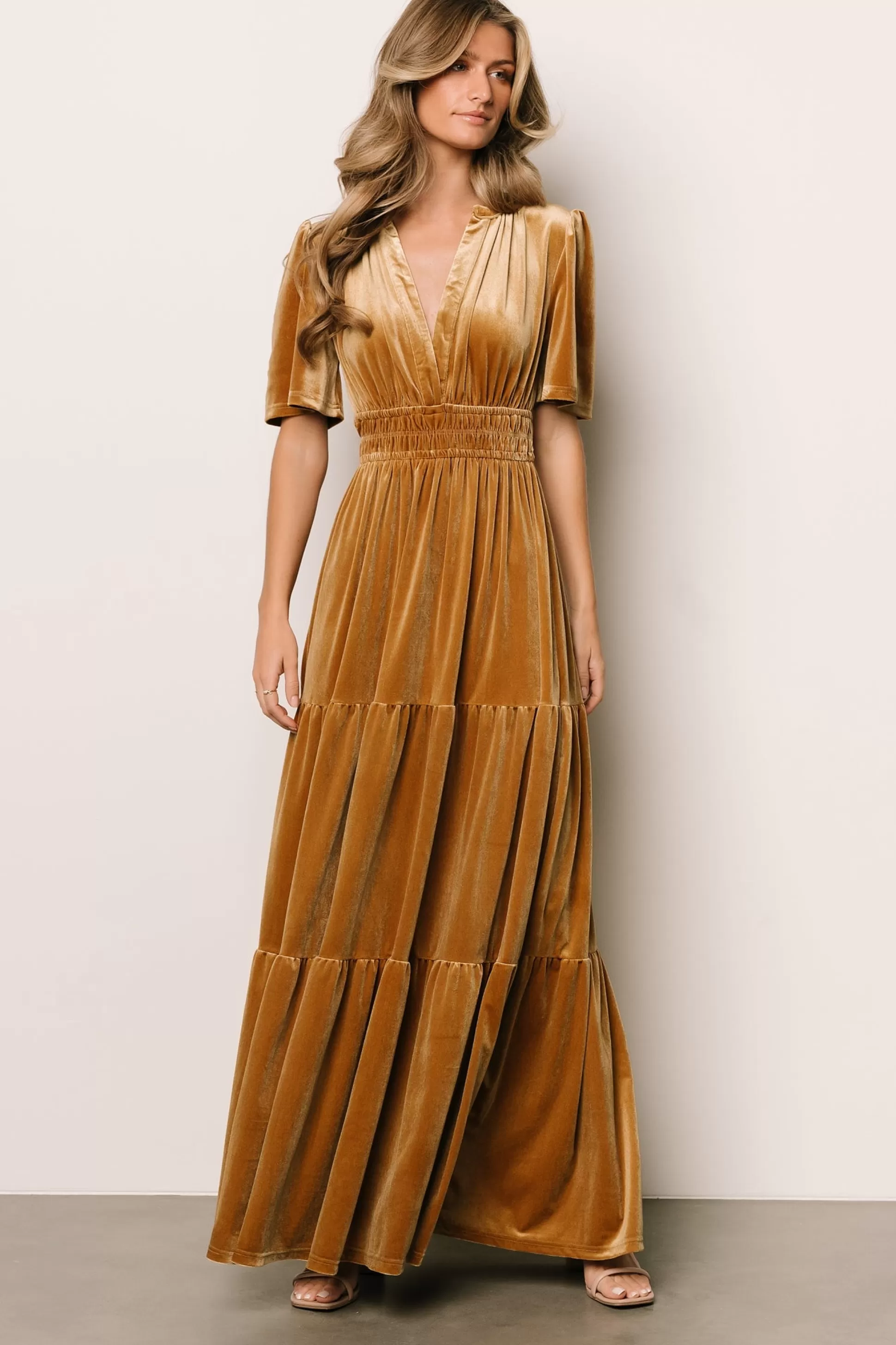 maxi dresses | EXTENDED SIZING | Baltic Born Artemis Velvet Maxi Dress | Dark Gold