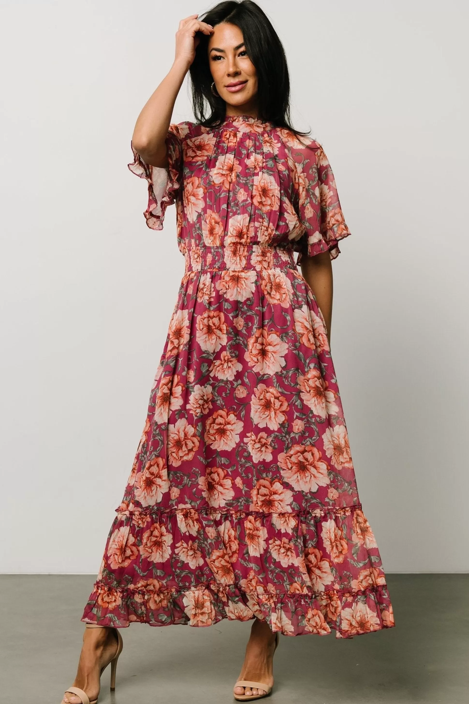 DRESSES | Baltic Born Ashton Maxi Dress | Deep Berry Floral