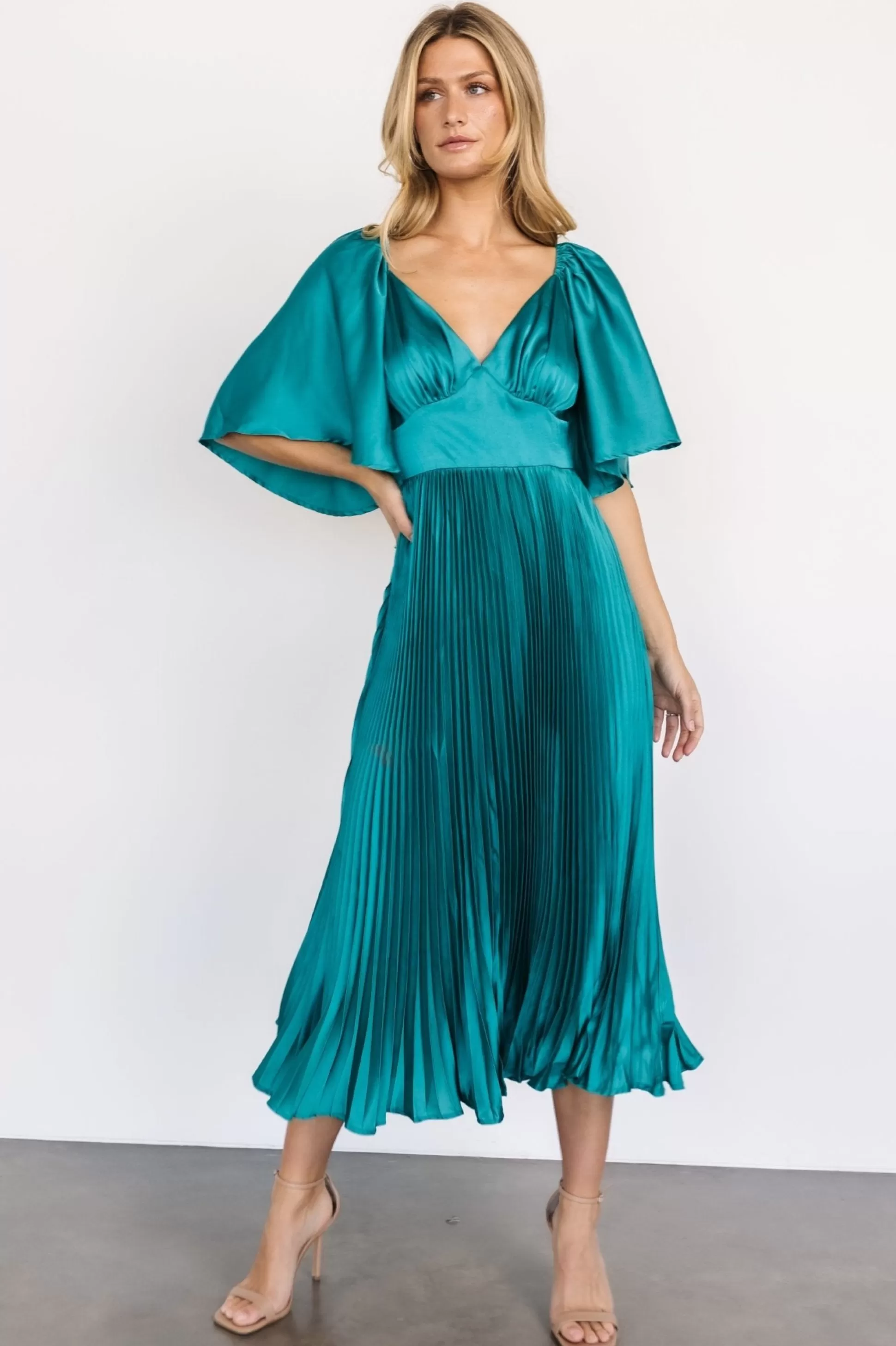 COMING SOON | Baltic Born Aubree Pleated Dress | Jewel Green