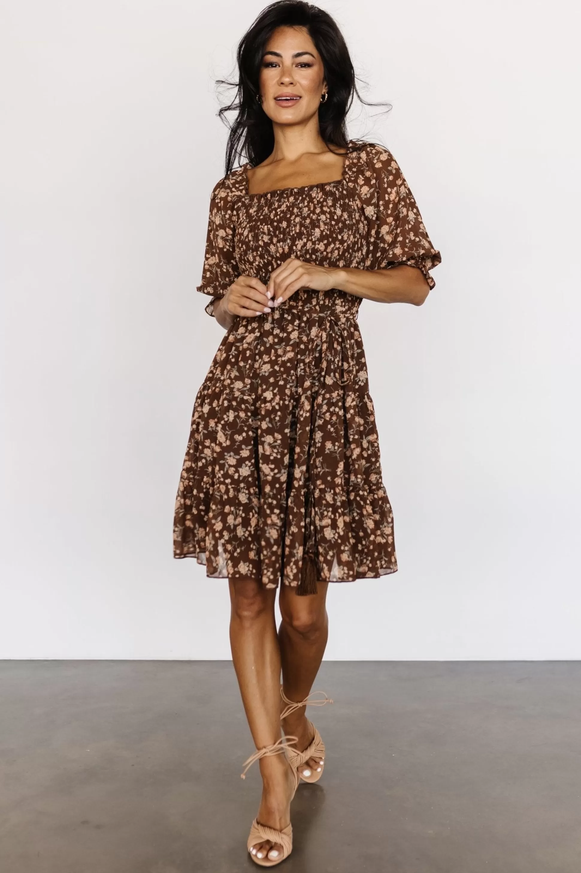 short dresses | Baltic Born Azlyn Smocked Short Dress | Copper Floral