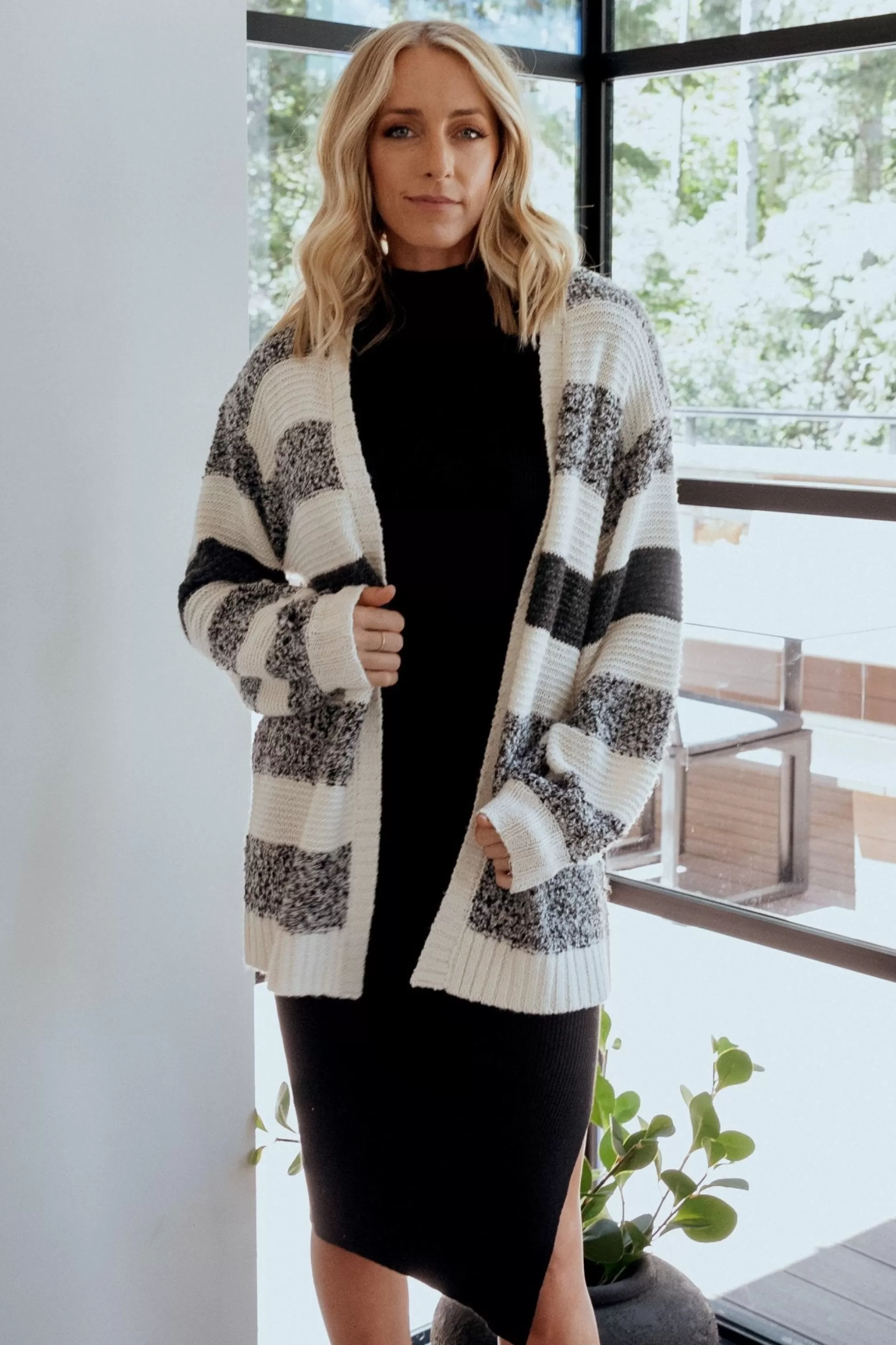 cardigans | Baltic Born Banff Stripe Cardigan | Black + Ivory