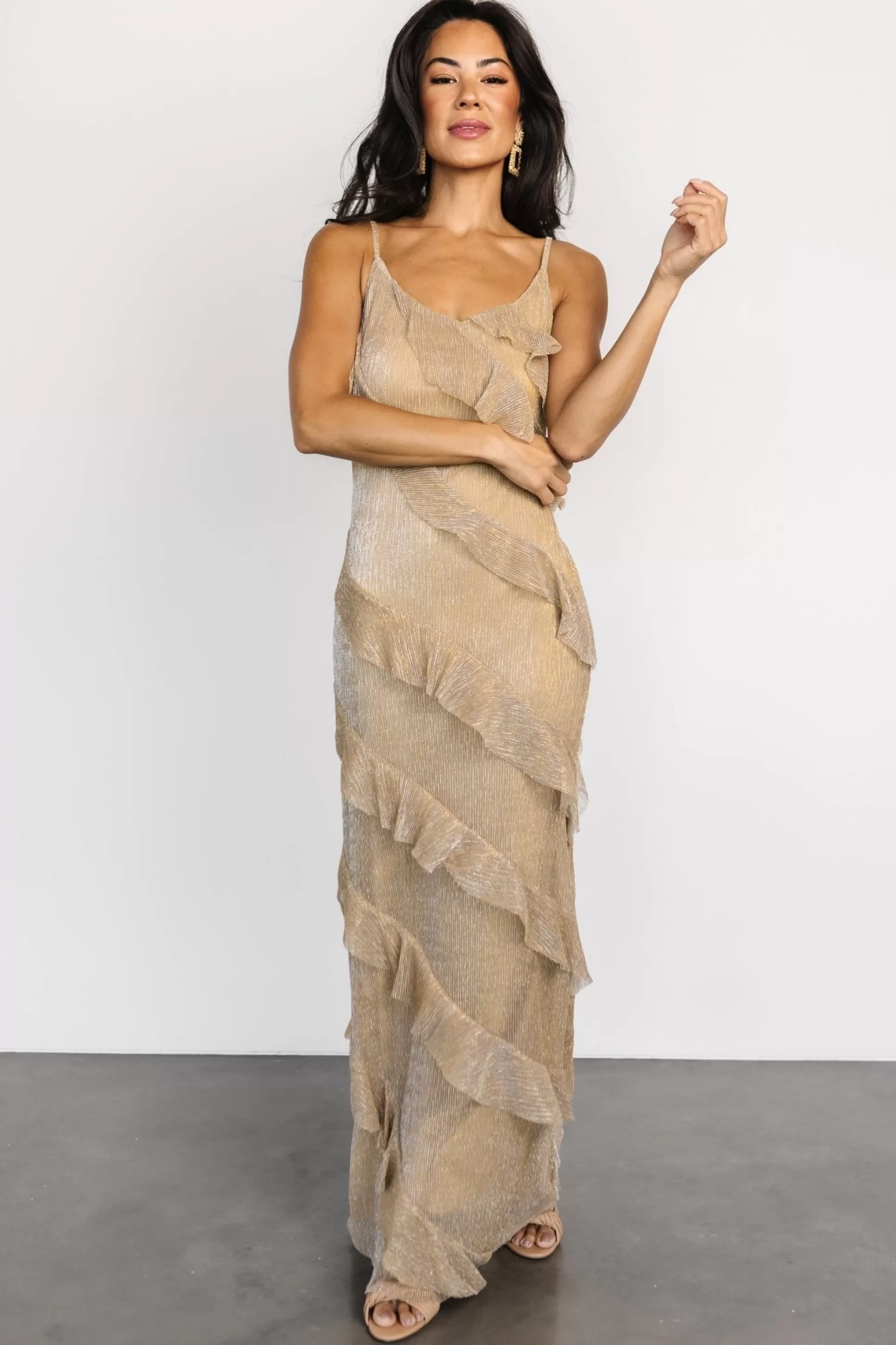 maxi dresses | Baltic Born Belisama Ruffle Gown | Gold