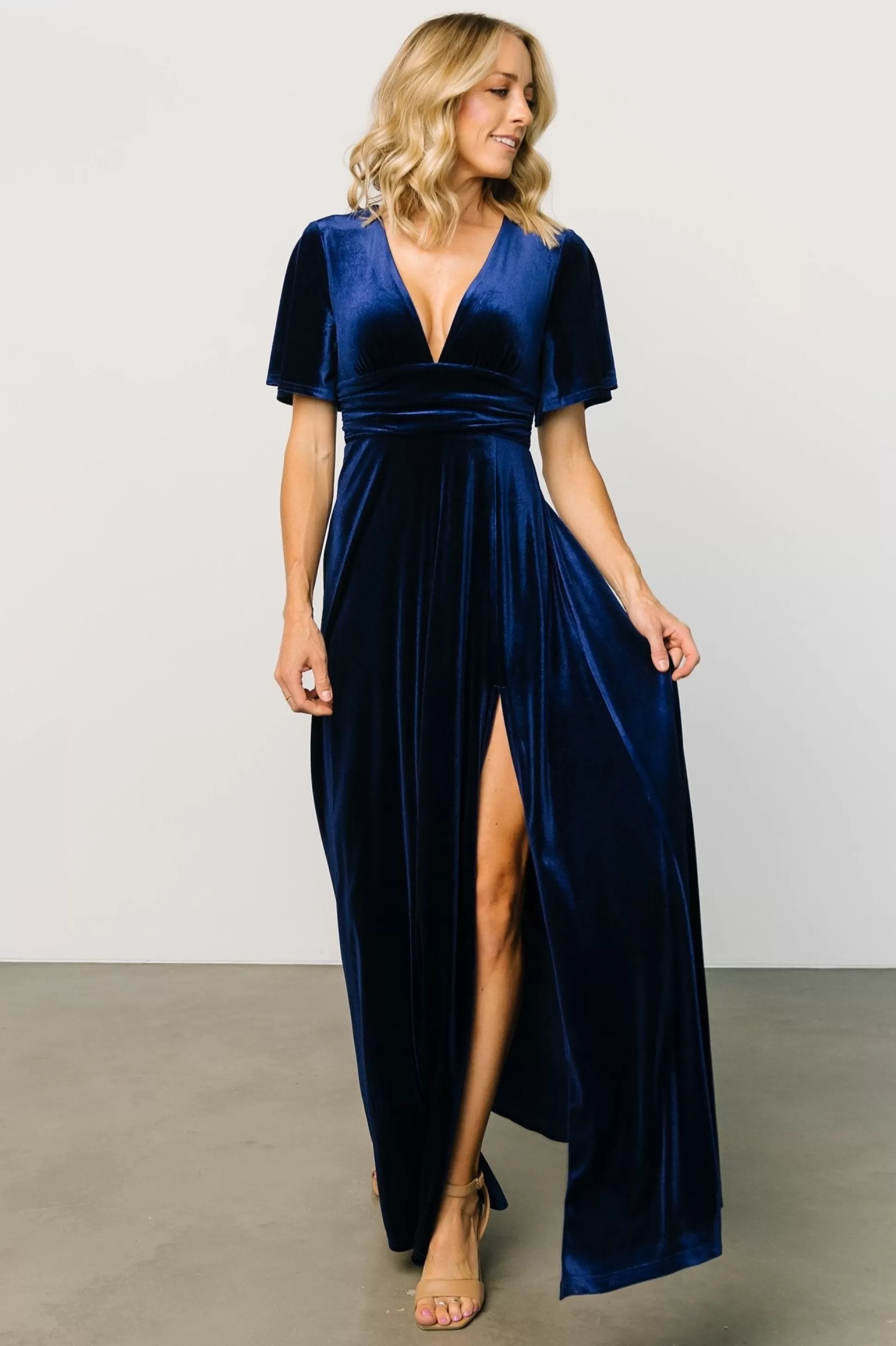 maxi dresses | WEDDING SUITE | Baltic Born Berenice Velvet Maxi Dress | Navy