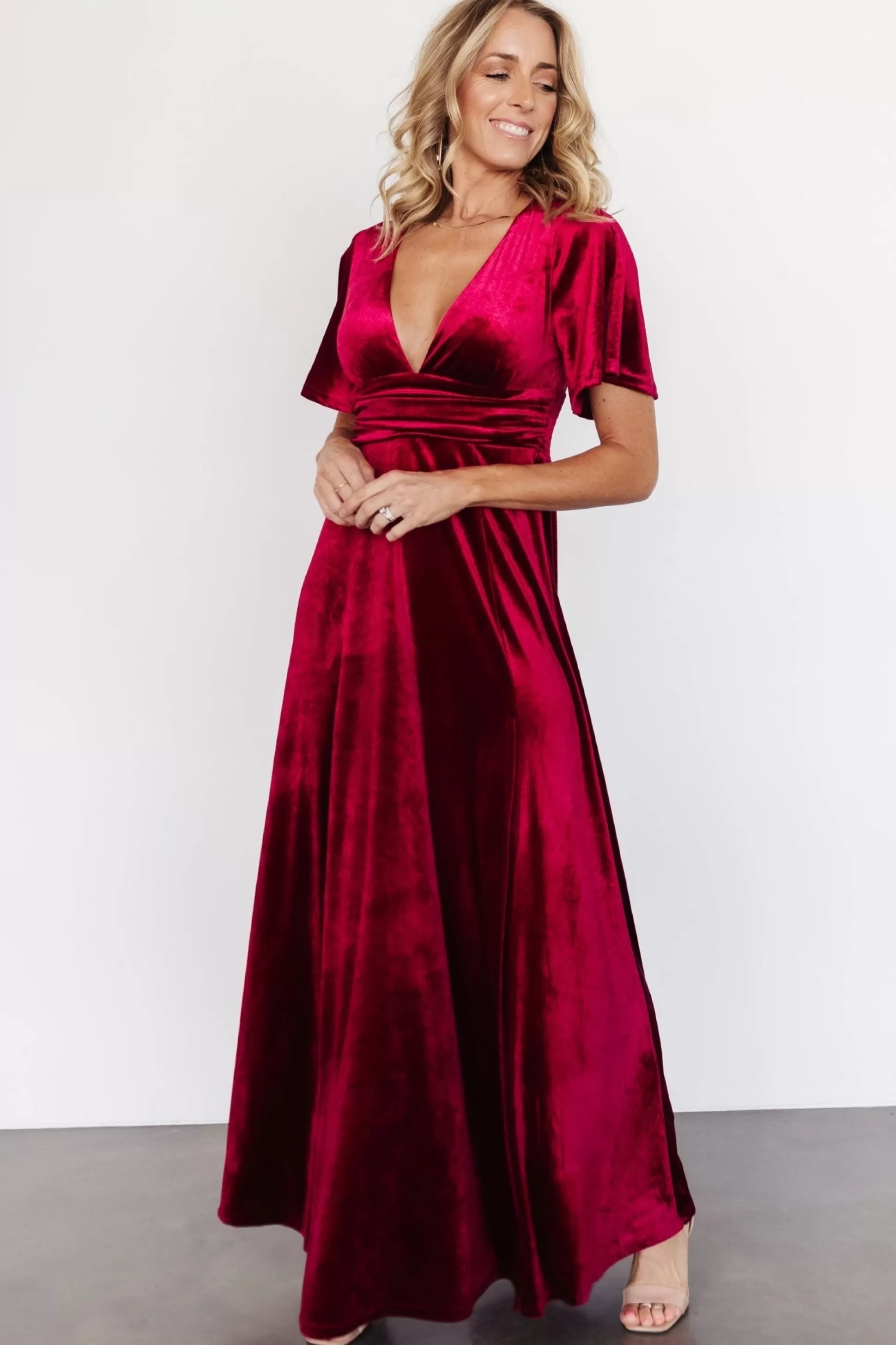 maxi dresses | WEDDING SUITE | Baltic Born Berenice Velvet Maxi Dress | Wine