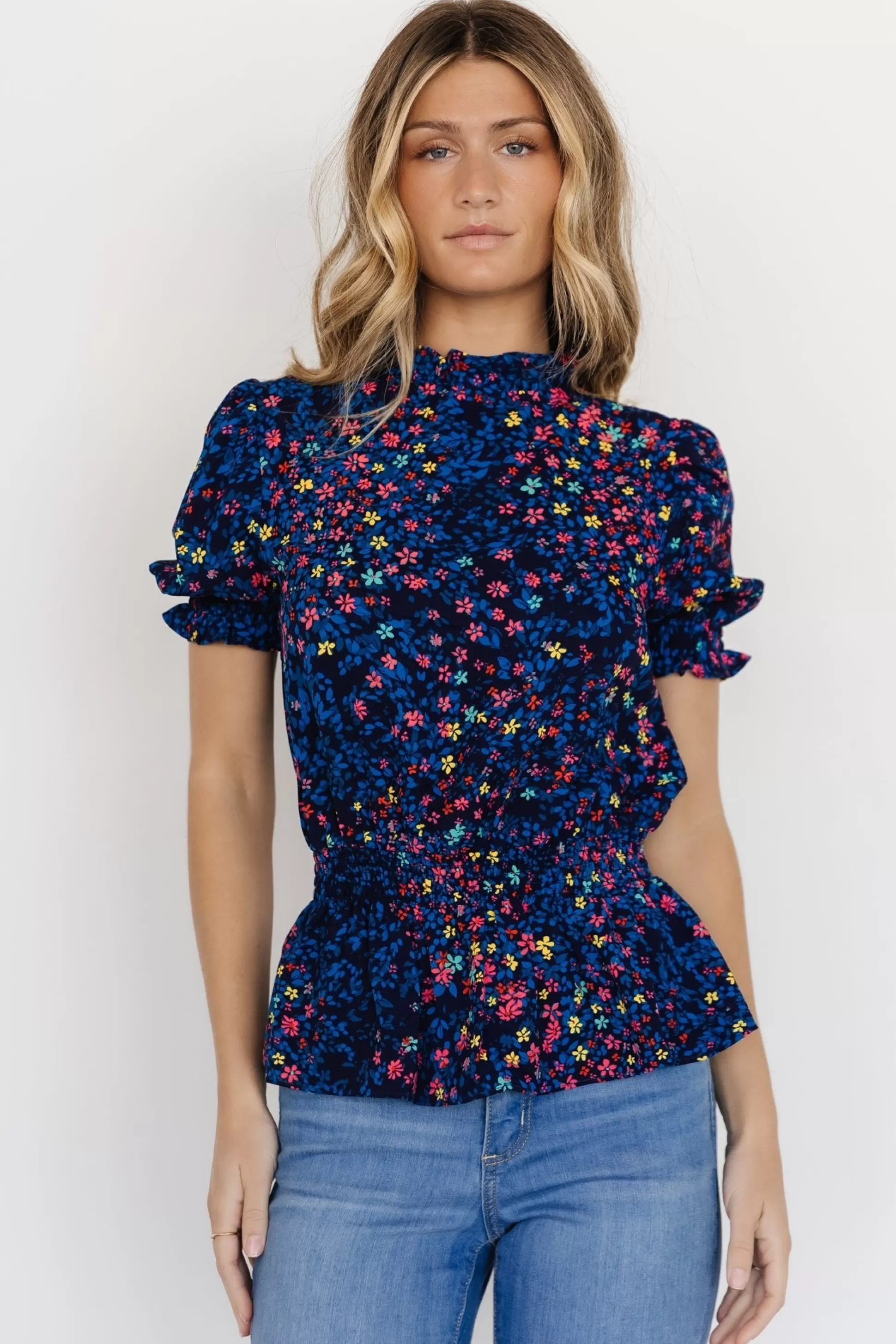 blouses + shirts | Baltic Born Beth Peplum Top | Blue Multi