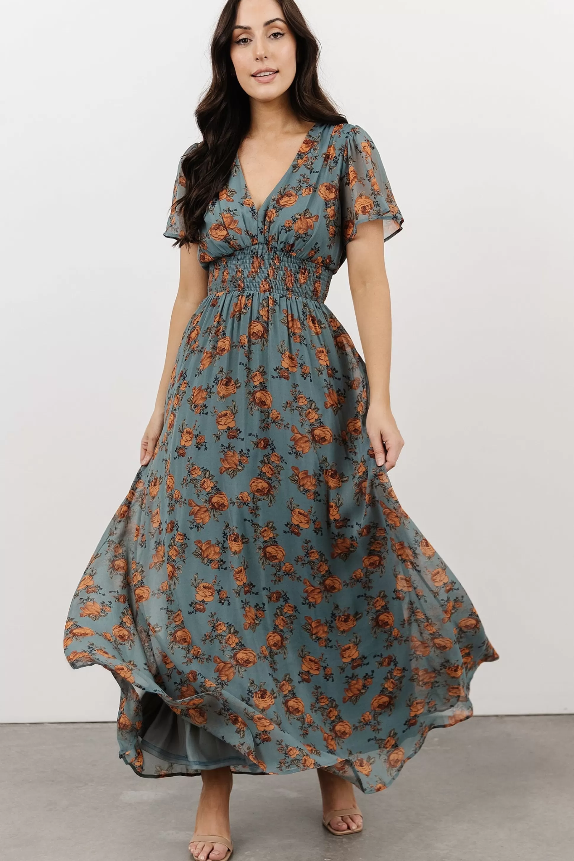 DRESSES | maxi dresses | Baltic Born Birdie Maxi Dress | Dusty Blue Floral