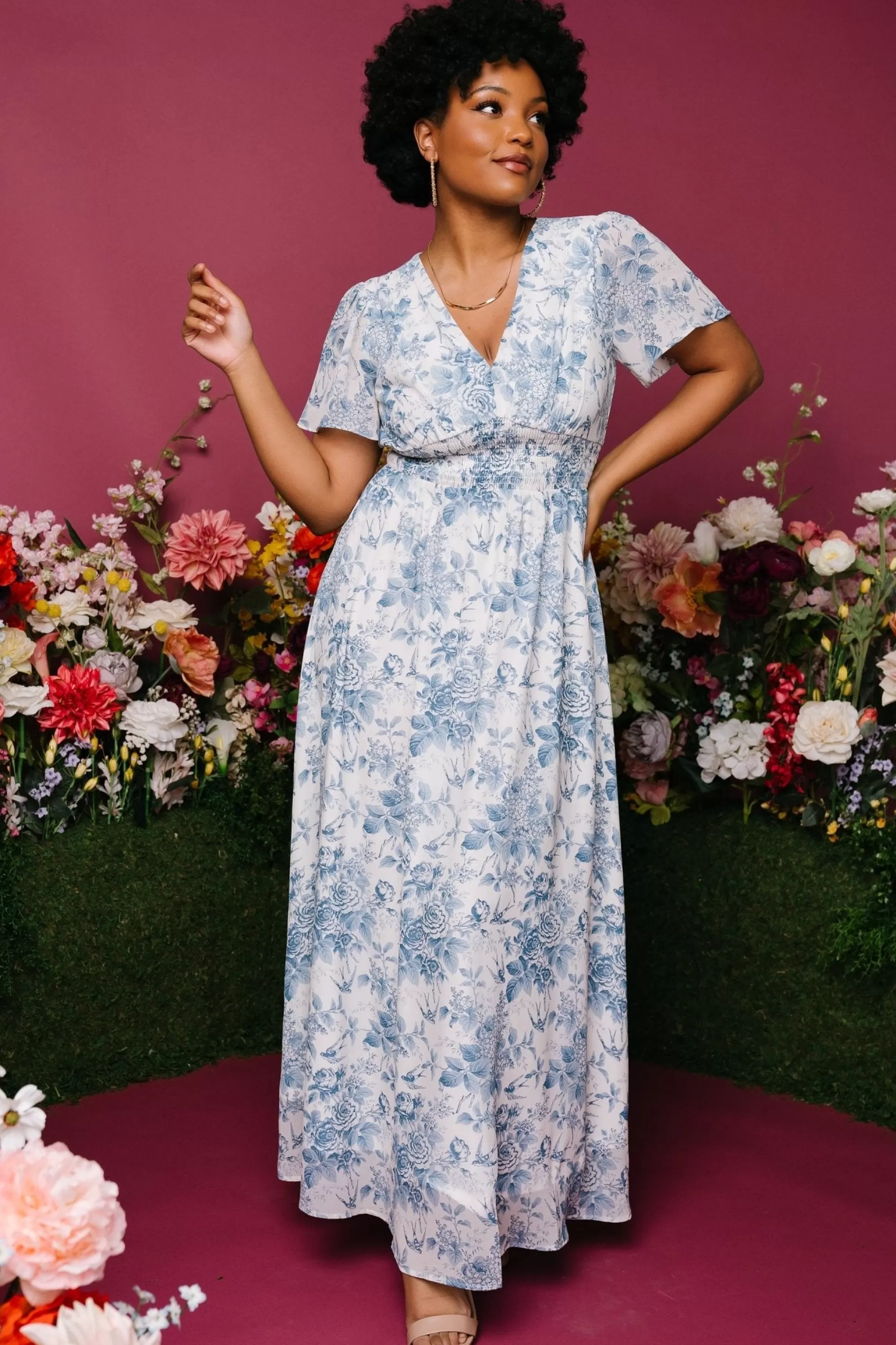 DRESSES | maxi dresses | Baltic Born Birdie Maxi Dress | Off White + Blue