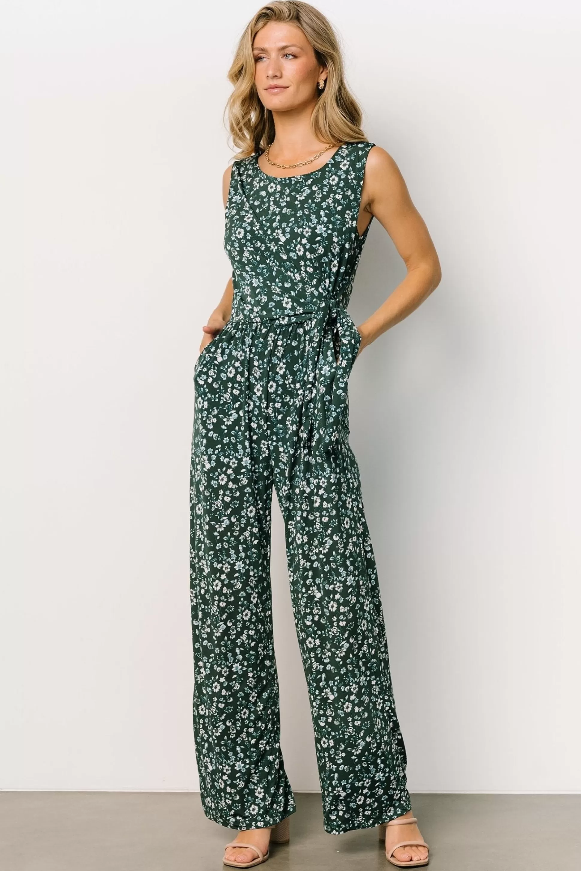 JUMPSUITS + ROMPERS | Baltic Born Bonnie Sleeveless Jumpsuit | Emerald Floral