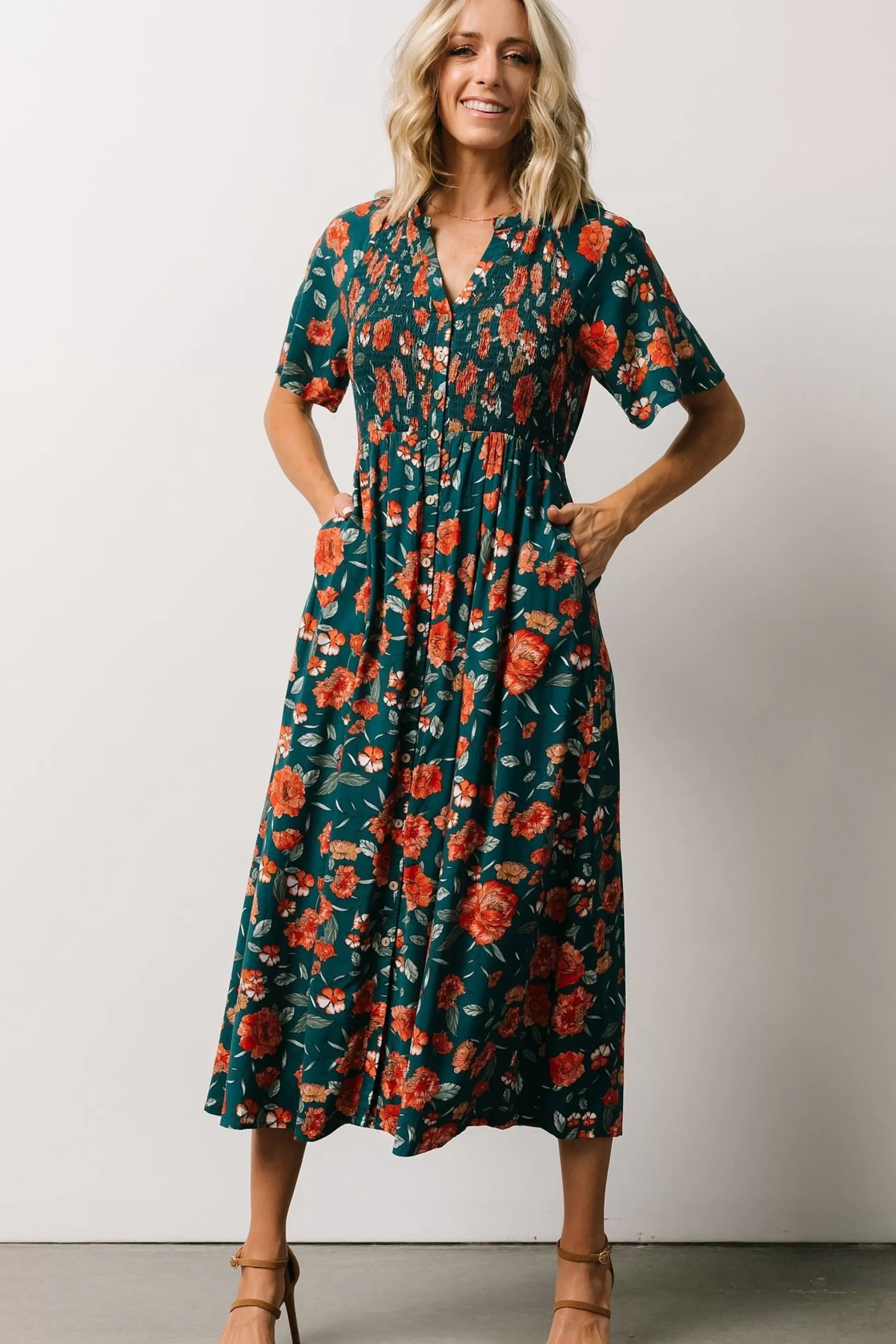 WINTER ESSENTIALS | Baltic Born Botega Midi Dress | Jade Multi Floral