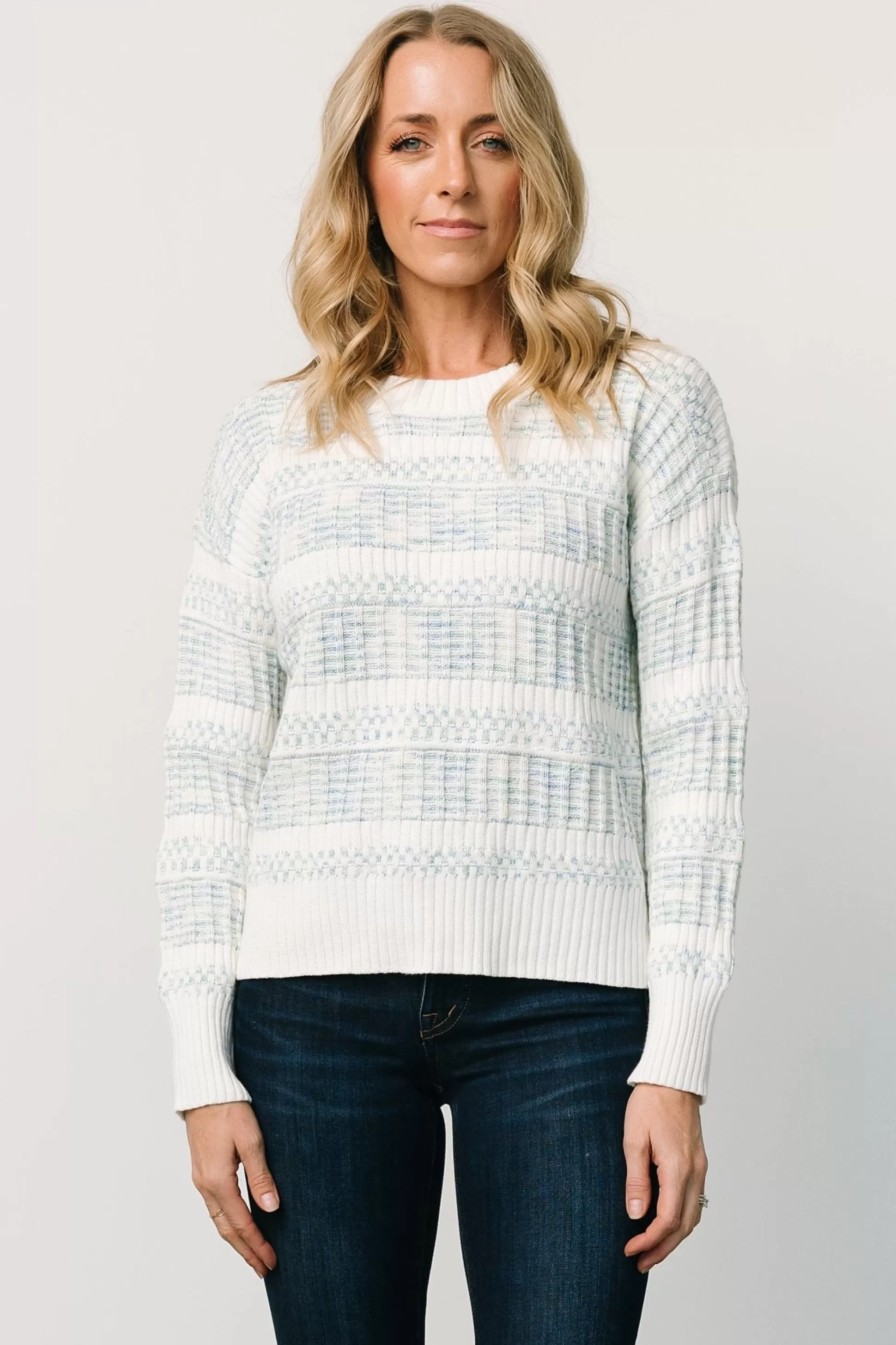 SALE | Baltic Born Brigitte Knit Sweater | Blue + Off White