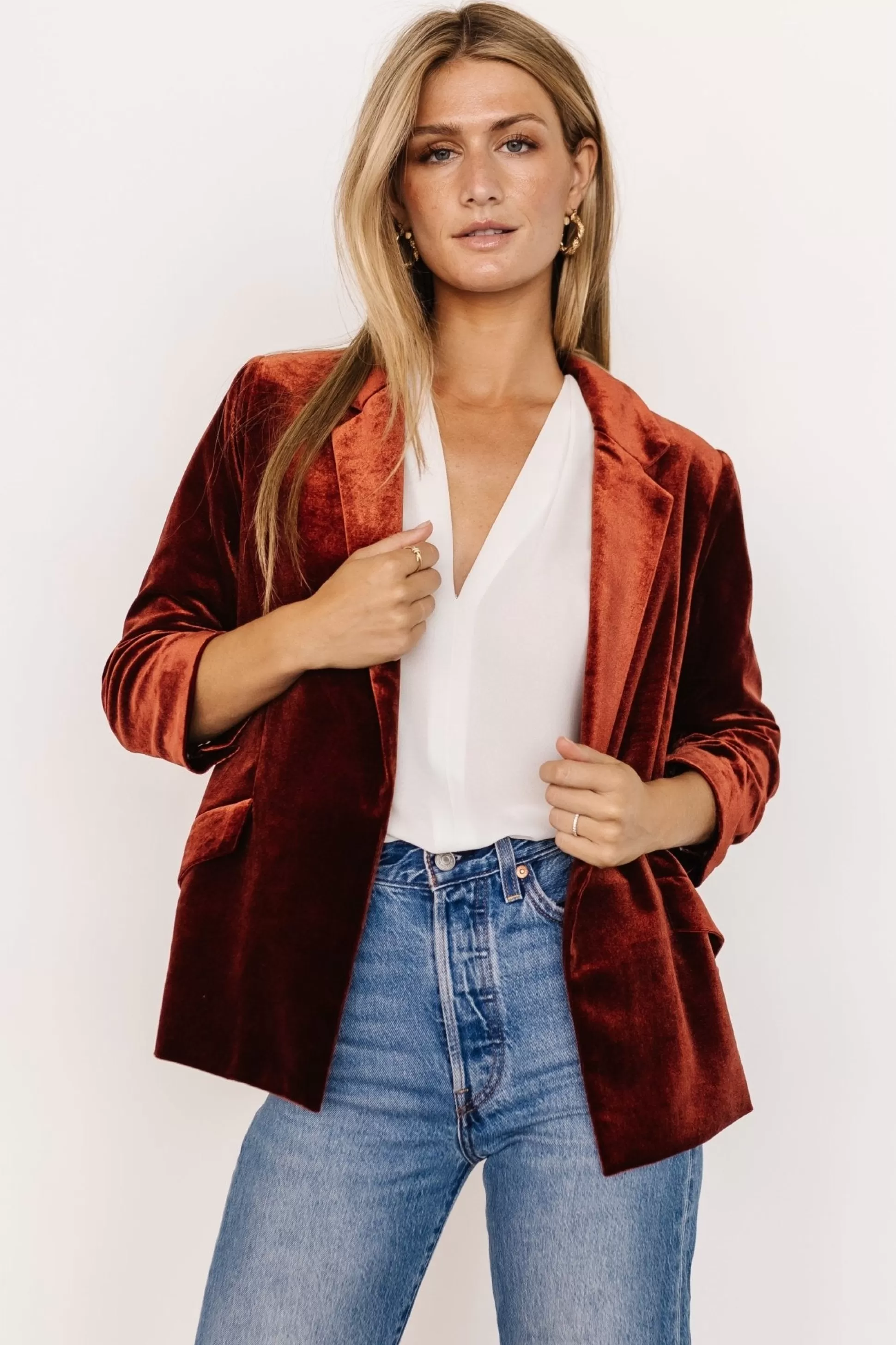 outerwear | Baltic Born Brinton Velvet Blazer | Cinnamon