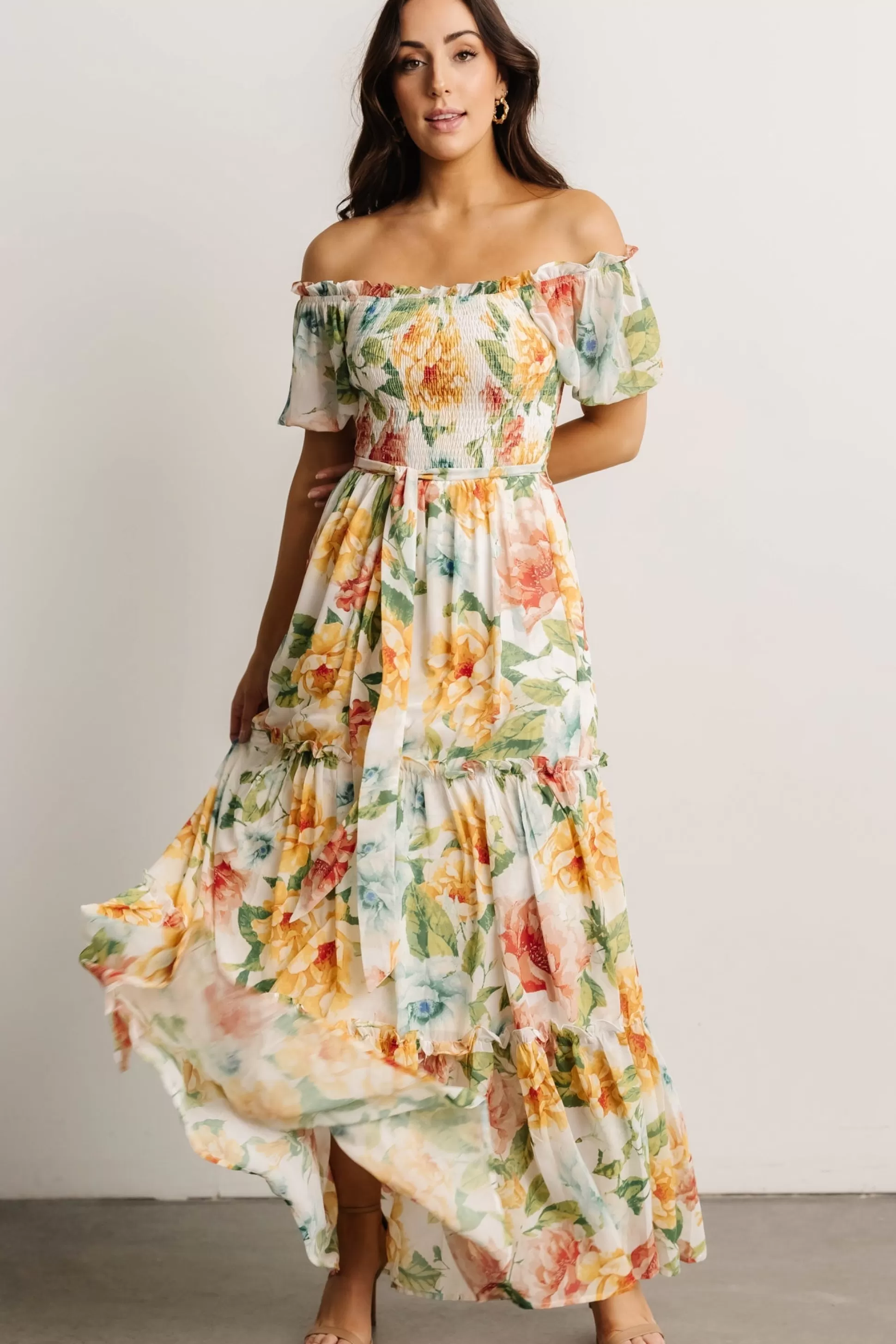 SALE | Baltic Born Britney Tiered Maxi Dress | Ivory Multi Floral