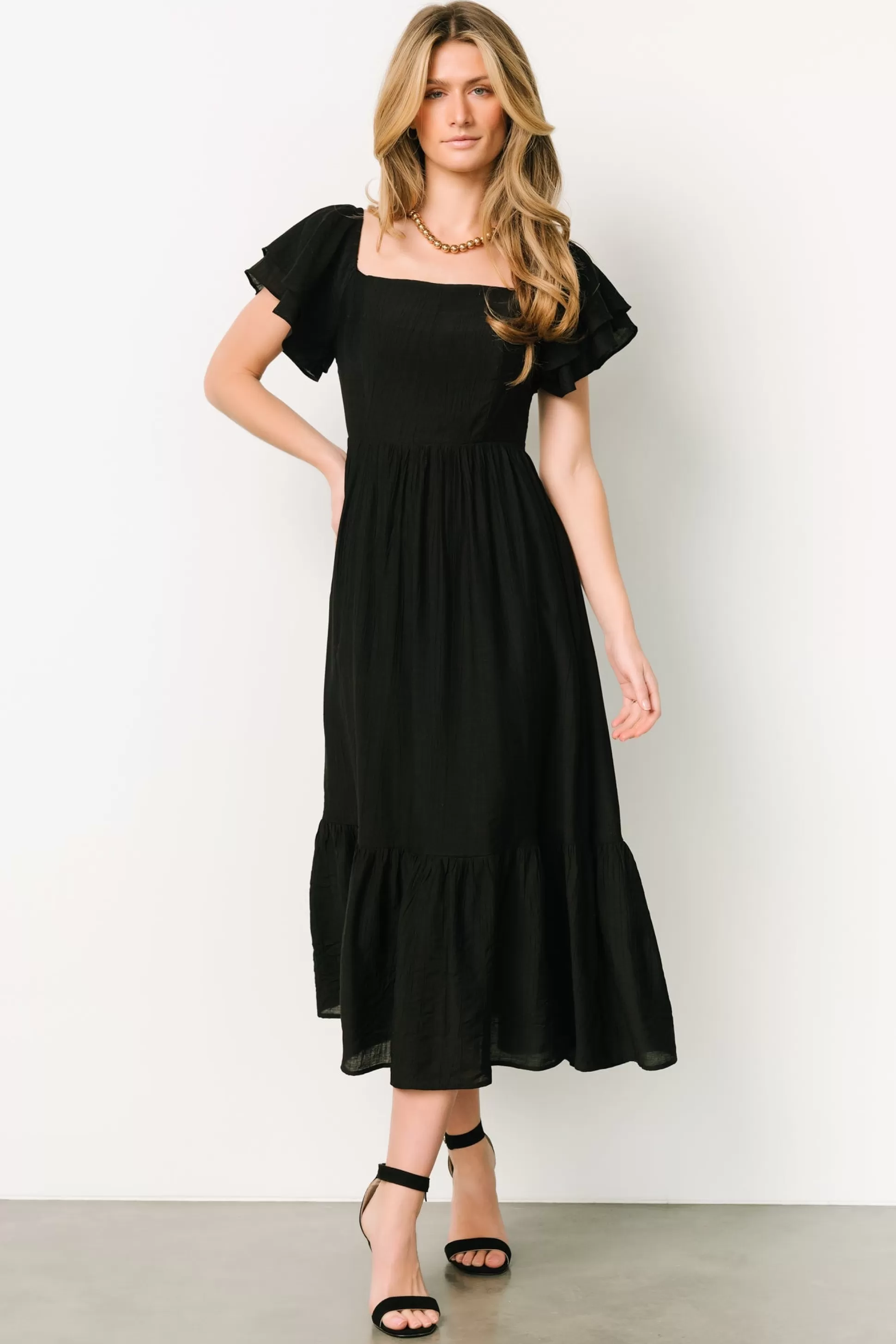 COMING SOON | Baltic Born Buttercup Midi Dress | Black