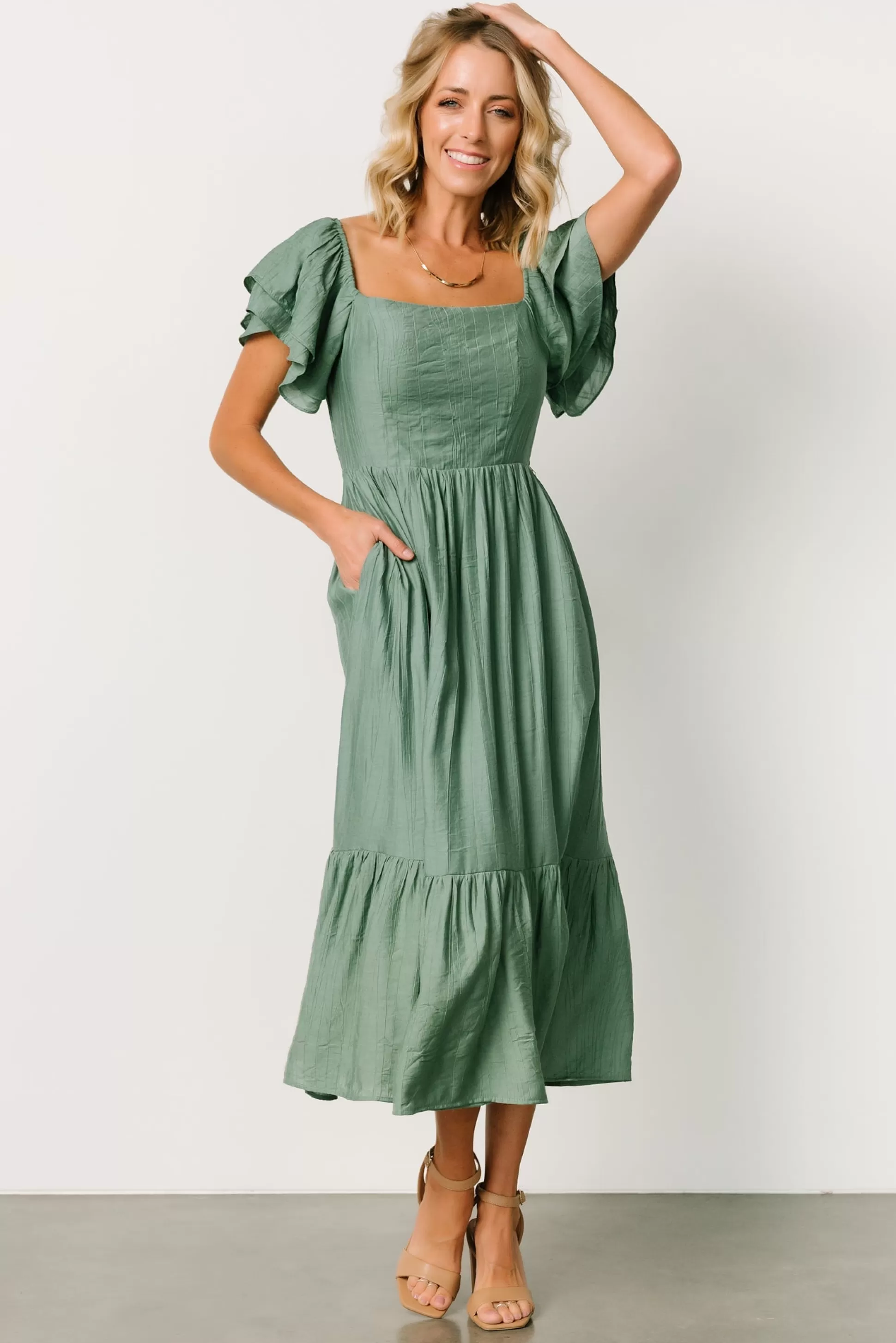 COMING SOON | Baltic Born Buttercup Midi Dress | Dusty Green