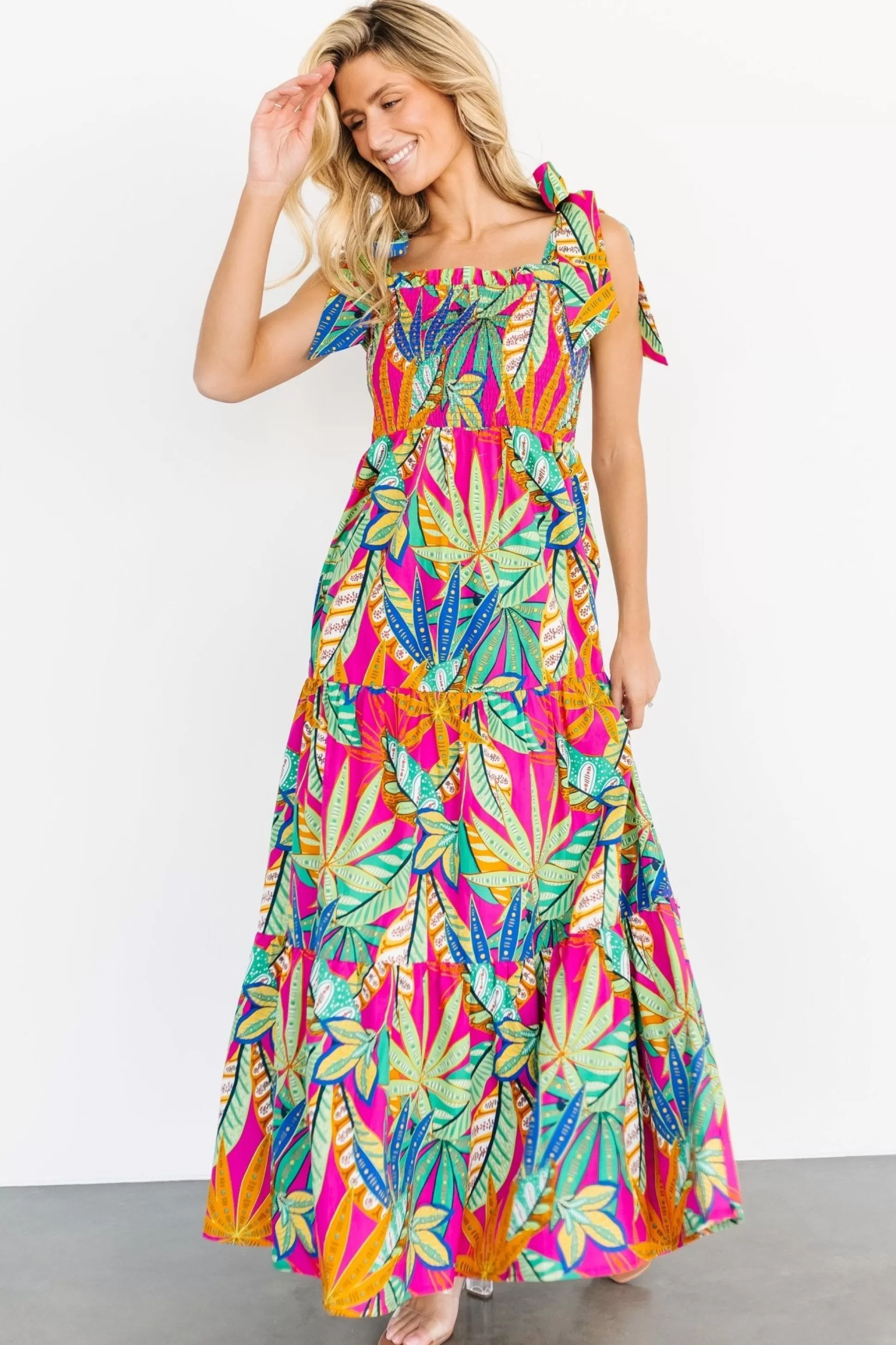 maxi dresses | Baltic Born Cabana Maxi Dress | Green + Fuchsia Multi