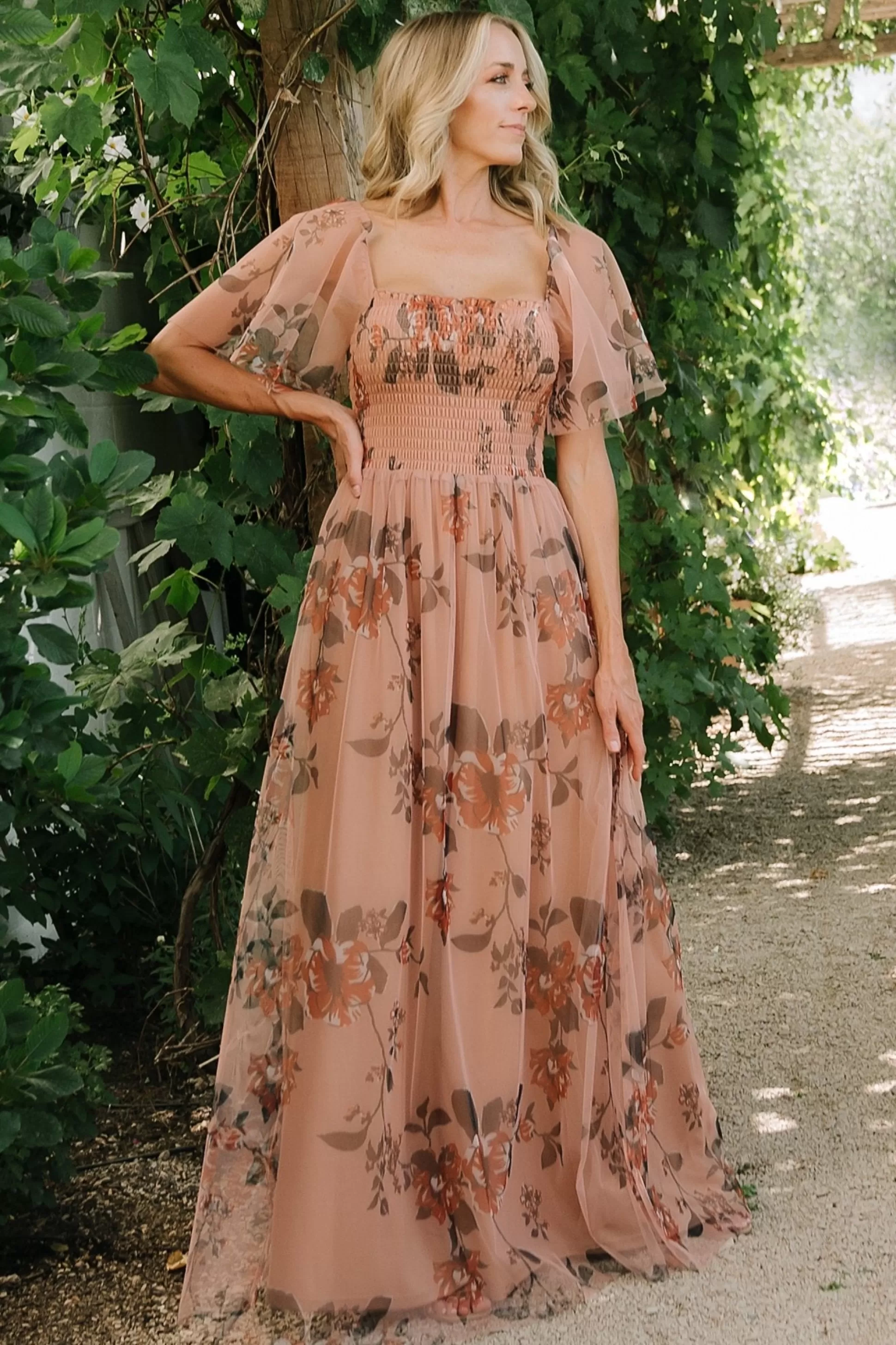 WEDDING SUITE | wedding guest | Baltic Born Cassandra Tulle Maxi Dress | Copper Floral