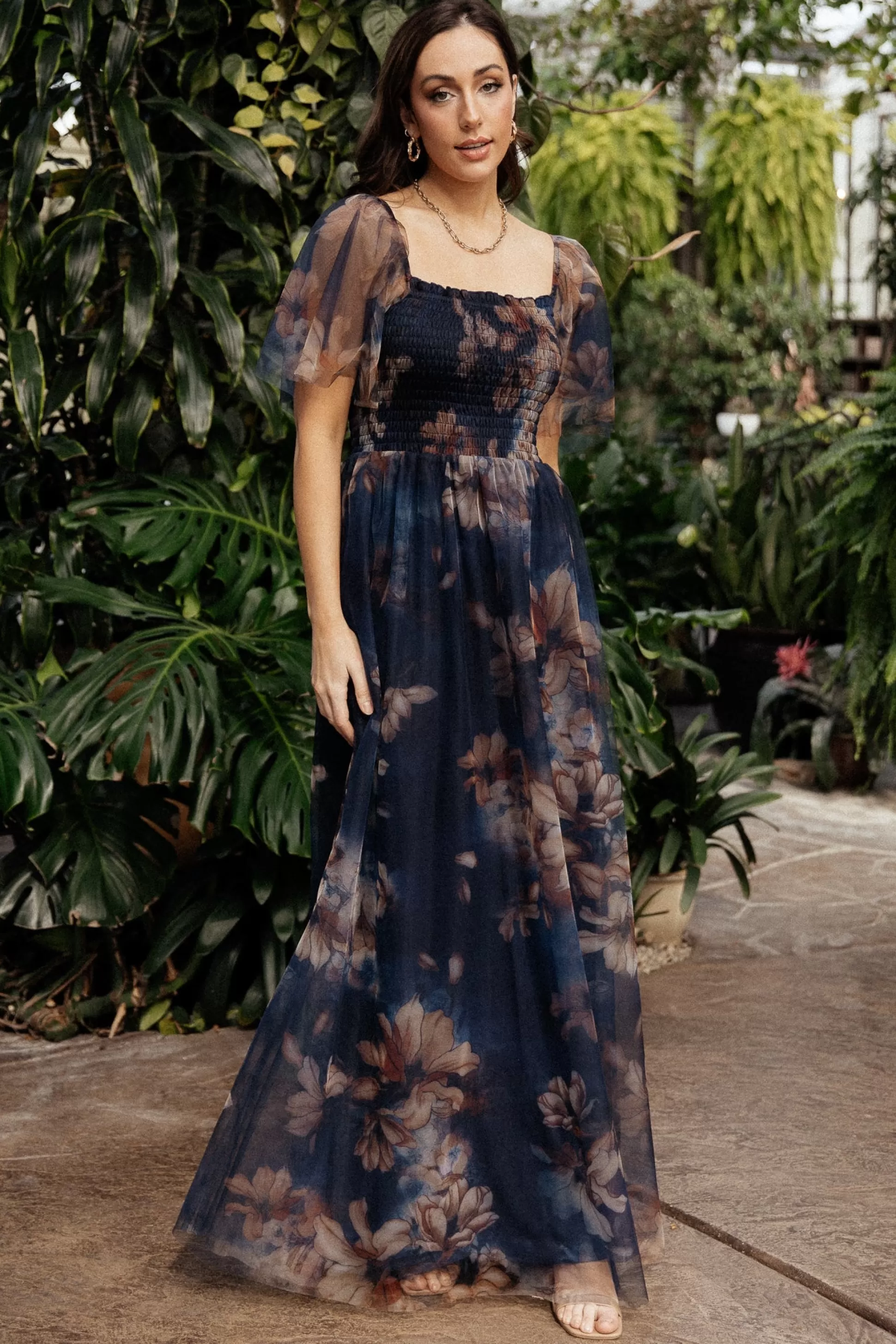 WEDDING SUITE | wedding guest | Baltic Born Cassandra Tulle Maxi Dress | Dark Blue Floral