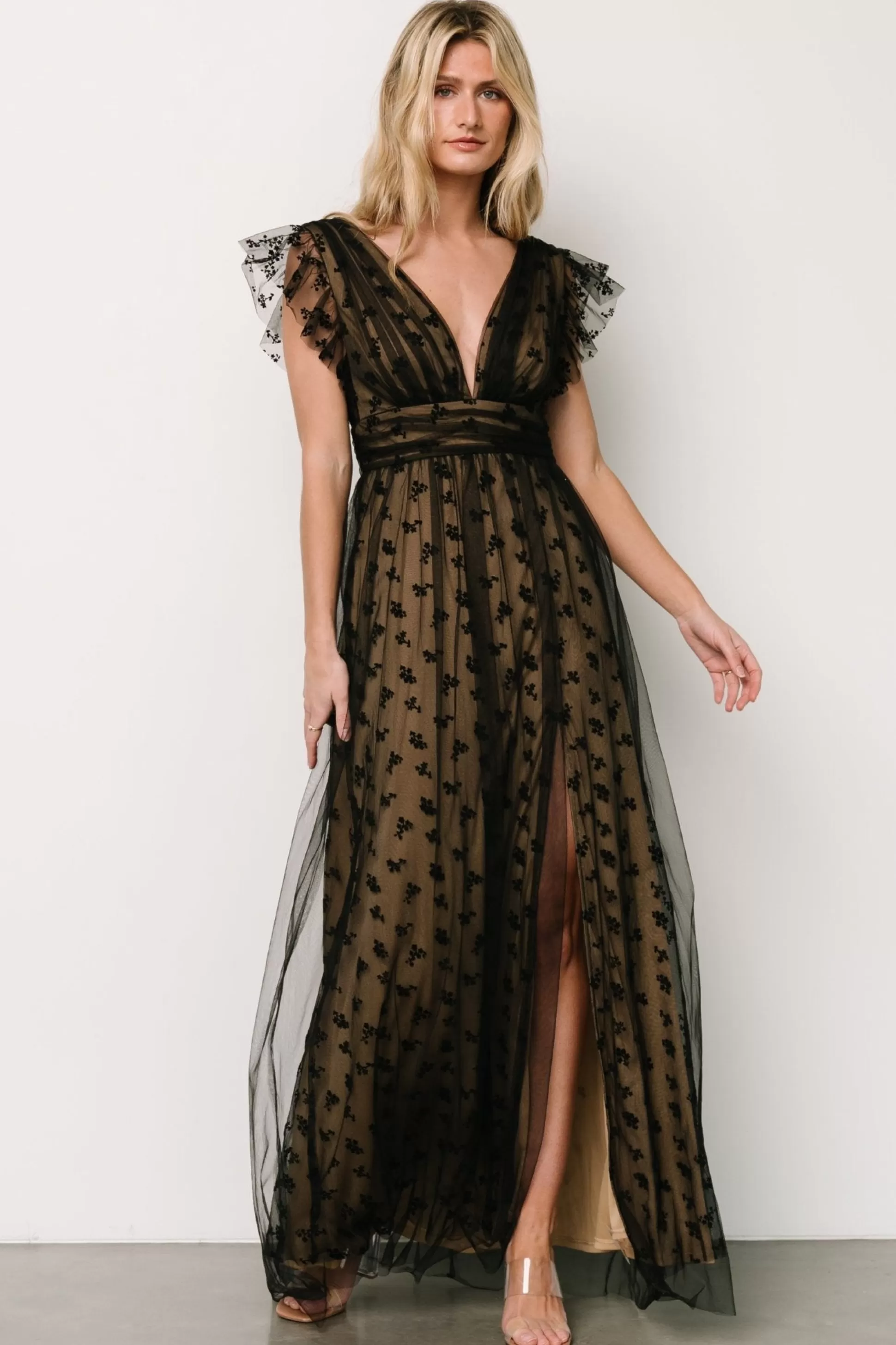 tulle styles | Baltic Born Caterina Tulle Maxi Dress | Black + Nude