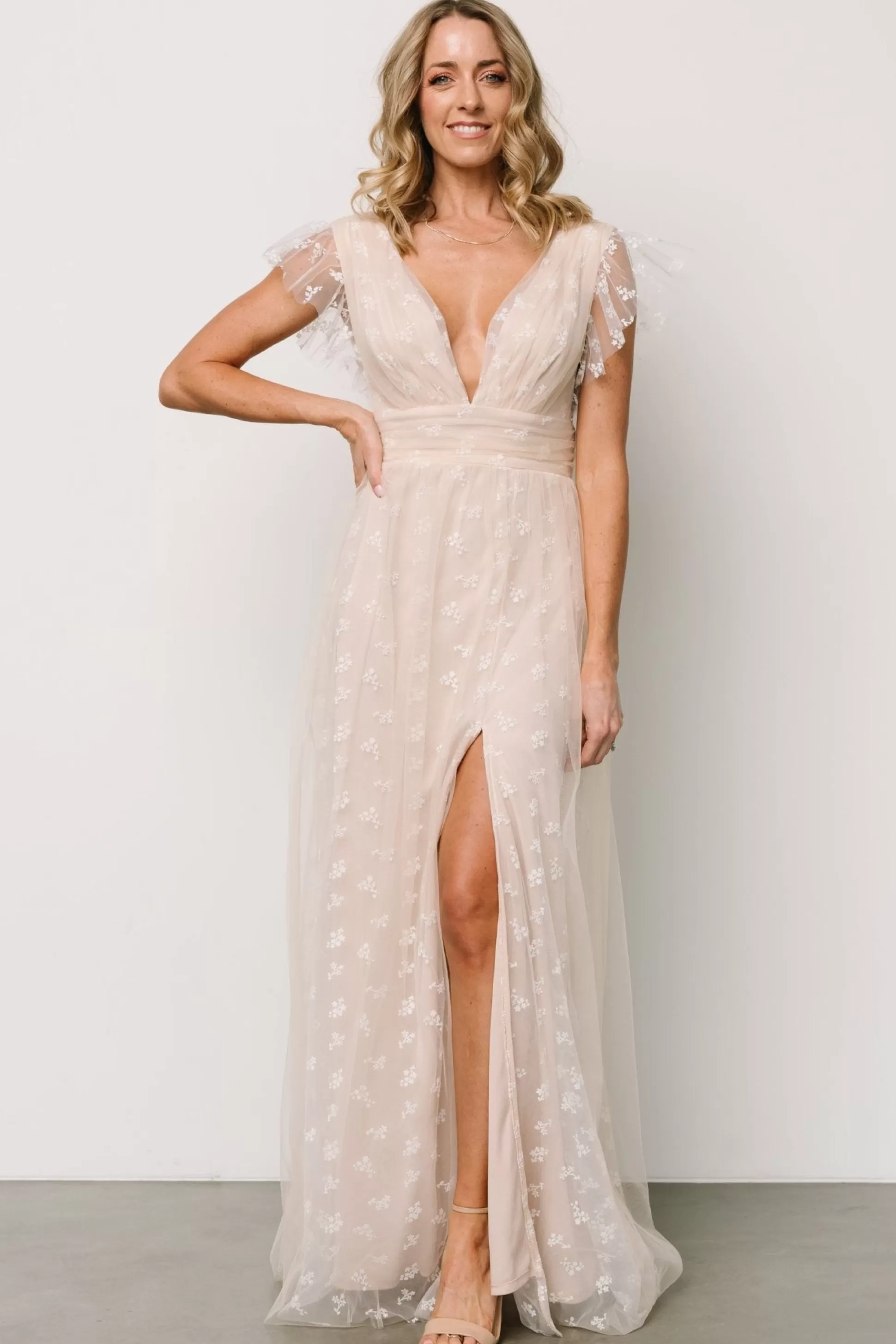 tulle styles | Baltic Born Caterina Tulle Maxi Dress | Natural + White