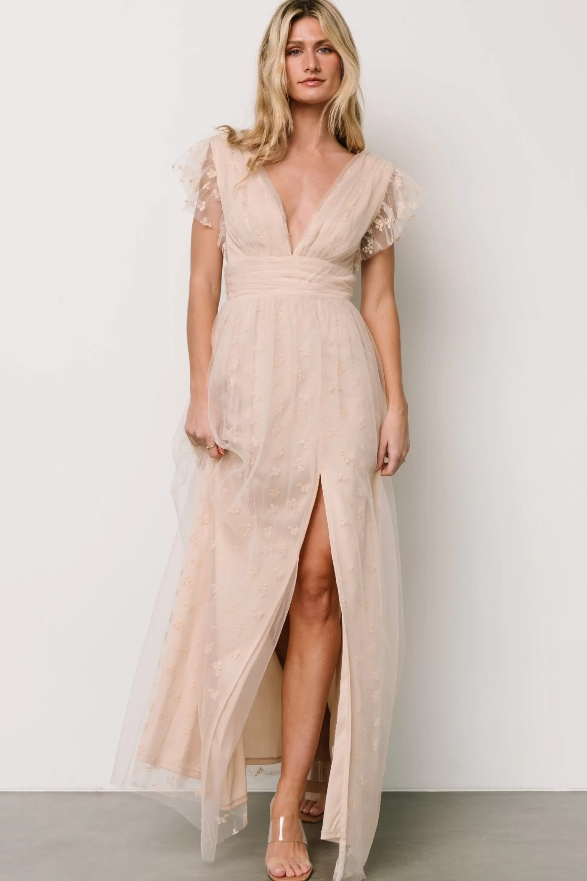 tulle styles | Baltic Born Caterina Tulle Maxi Dress | Nude Blush