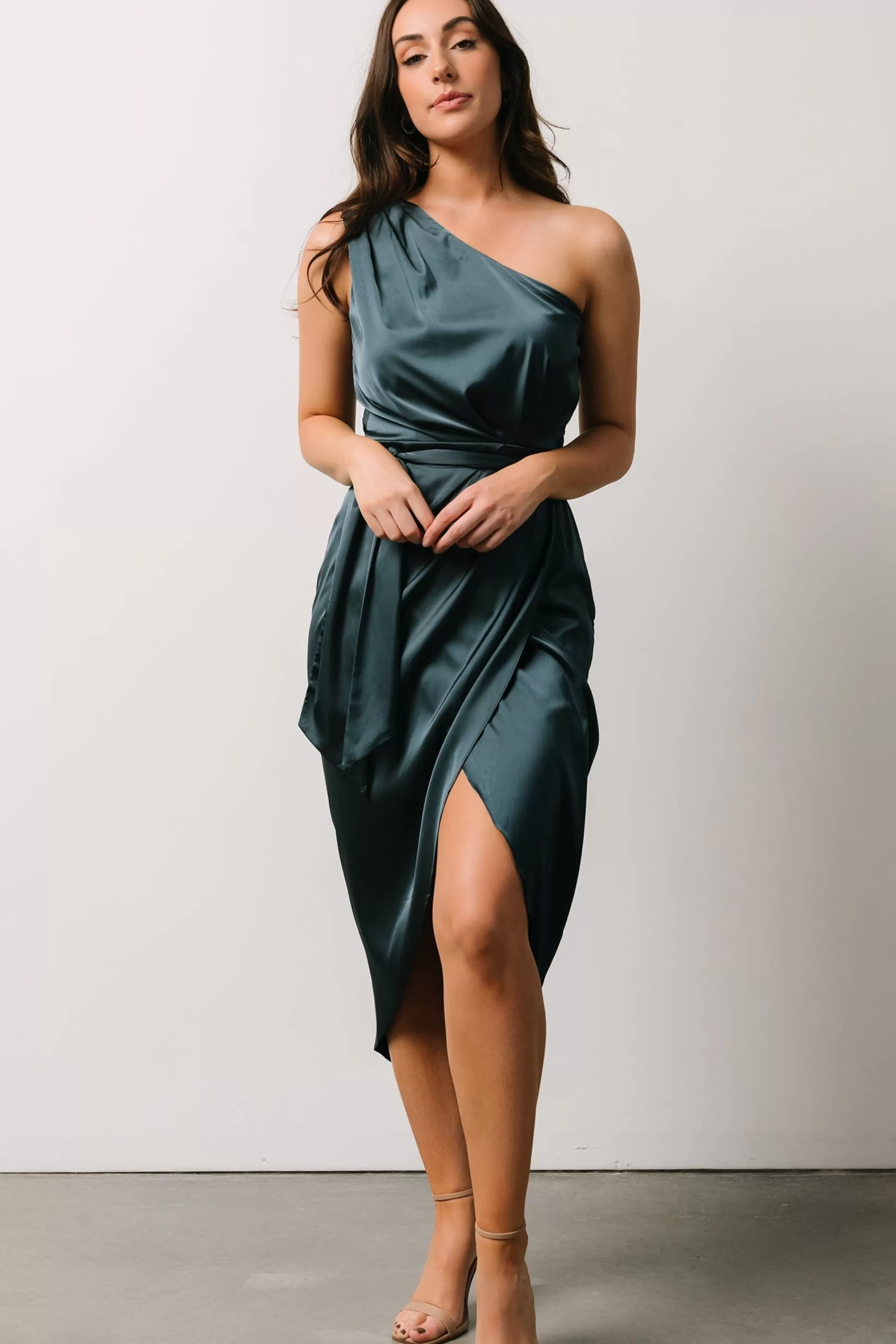 BEST SELLERS | Baltic Born Celia One Shoulder Midi Dress | Midnight