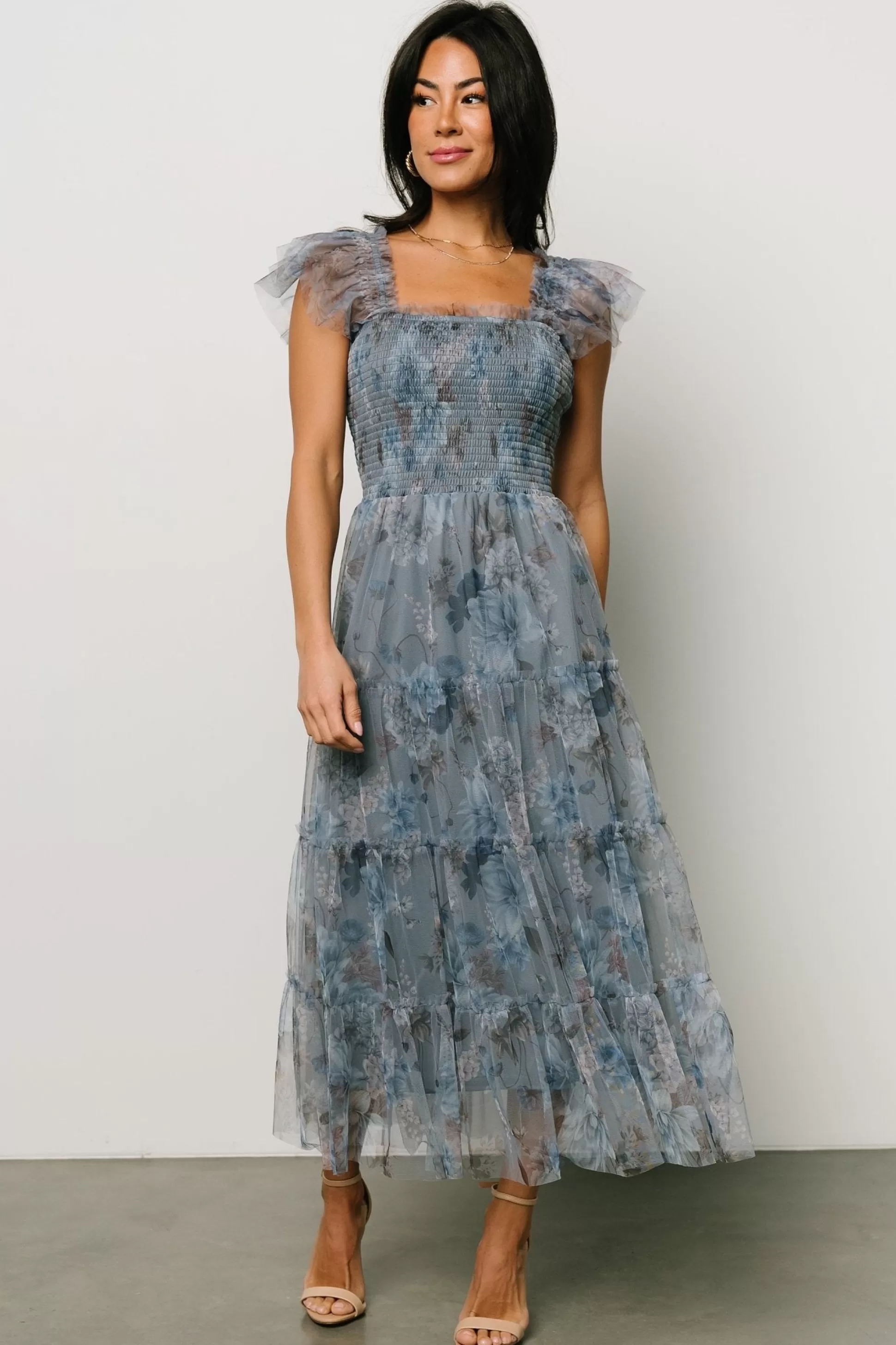 COMING SOON | Baltic Born Clementine Tulle Midi Dress | Dusty Blue Floral