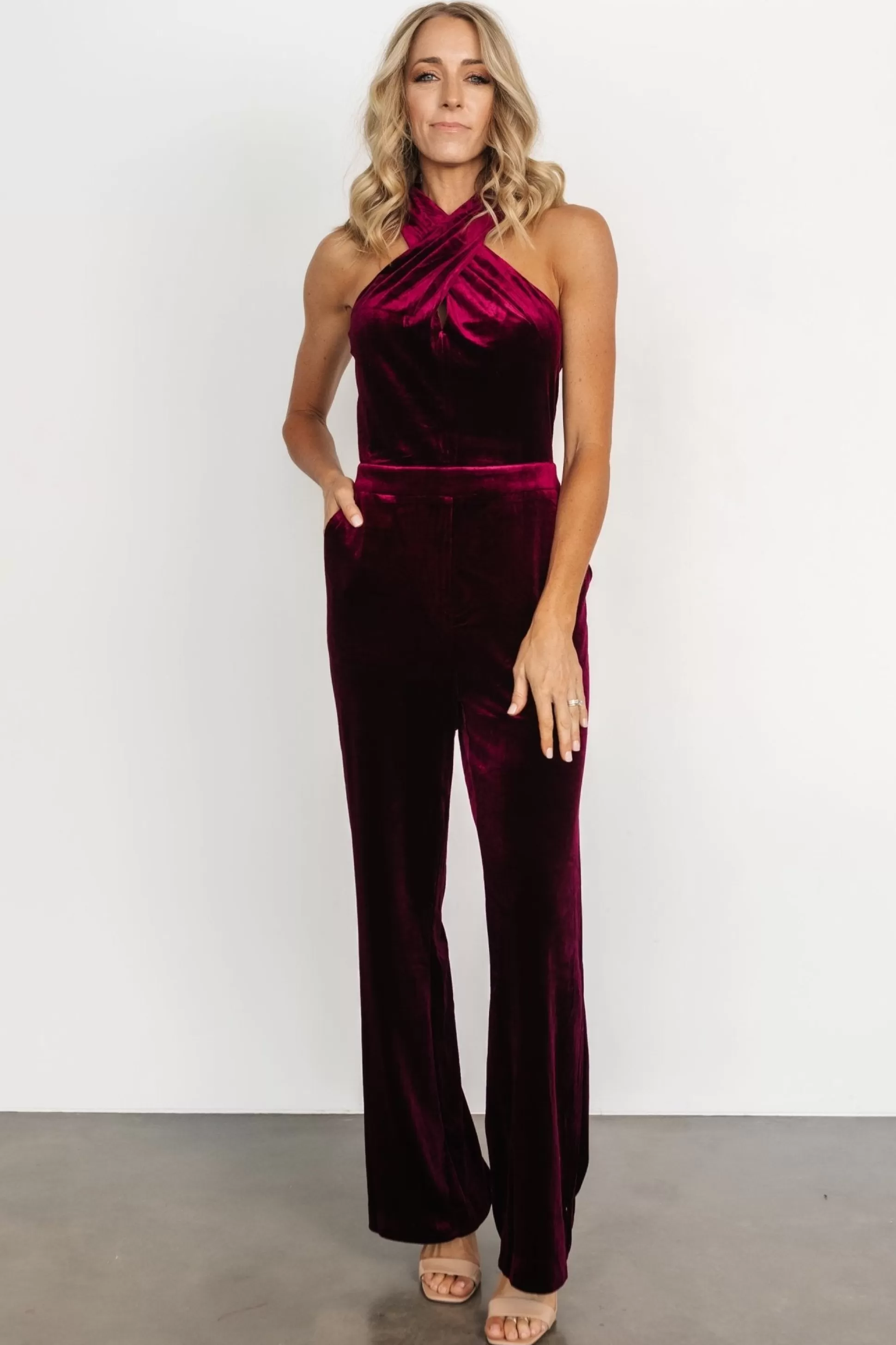 JUMPSUITS + ROMPERS | Baltic Born Cleopatra Velvet Jumpsuit | Burgundy