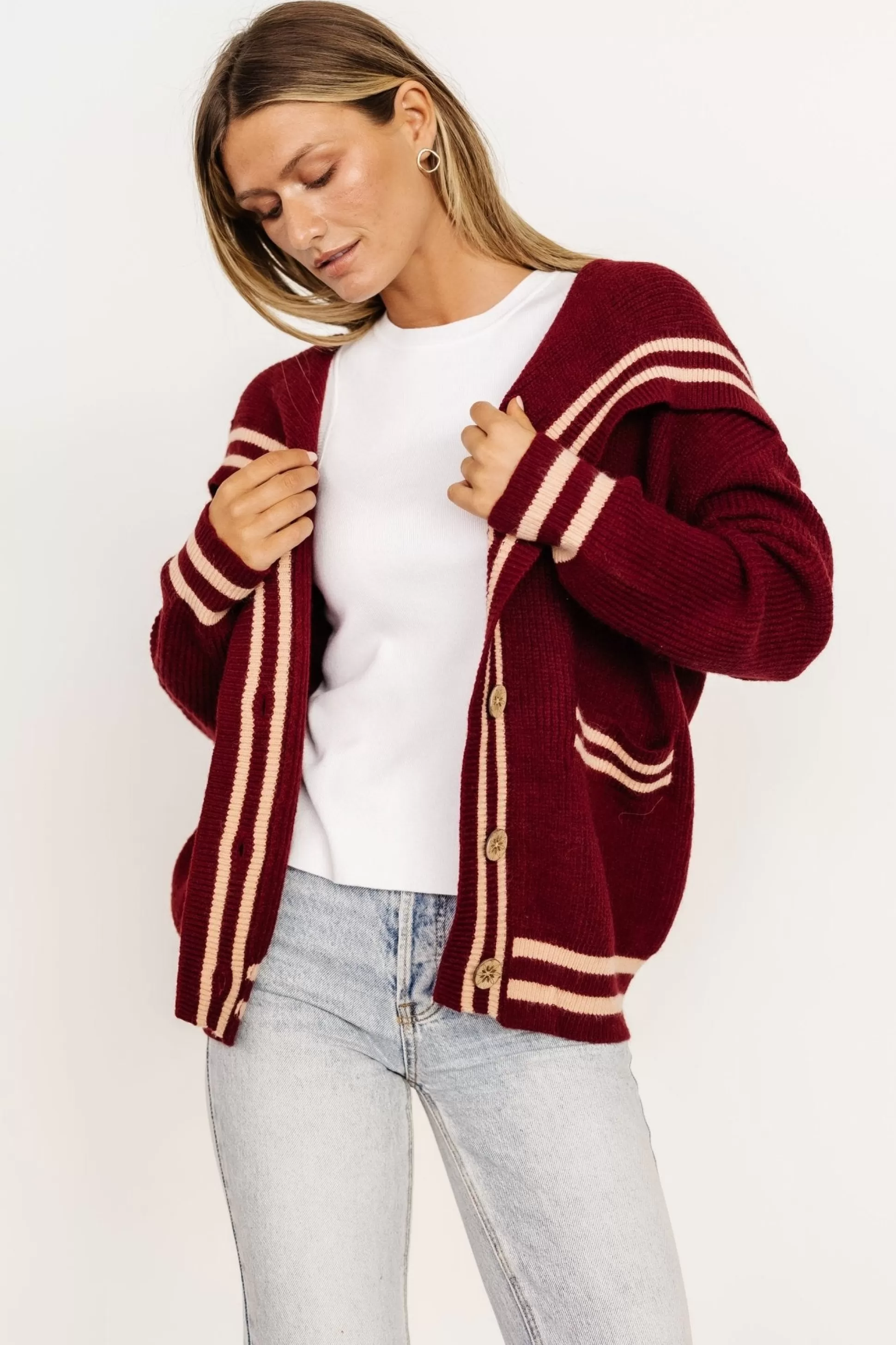 sweaters | WINTER ESSENTIALS | Baltic Born Corbett Knit Cardigan | Burgundy