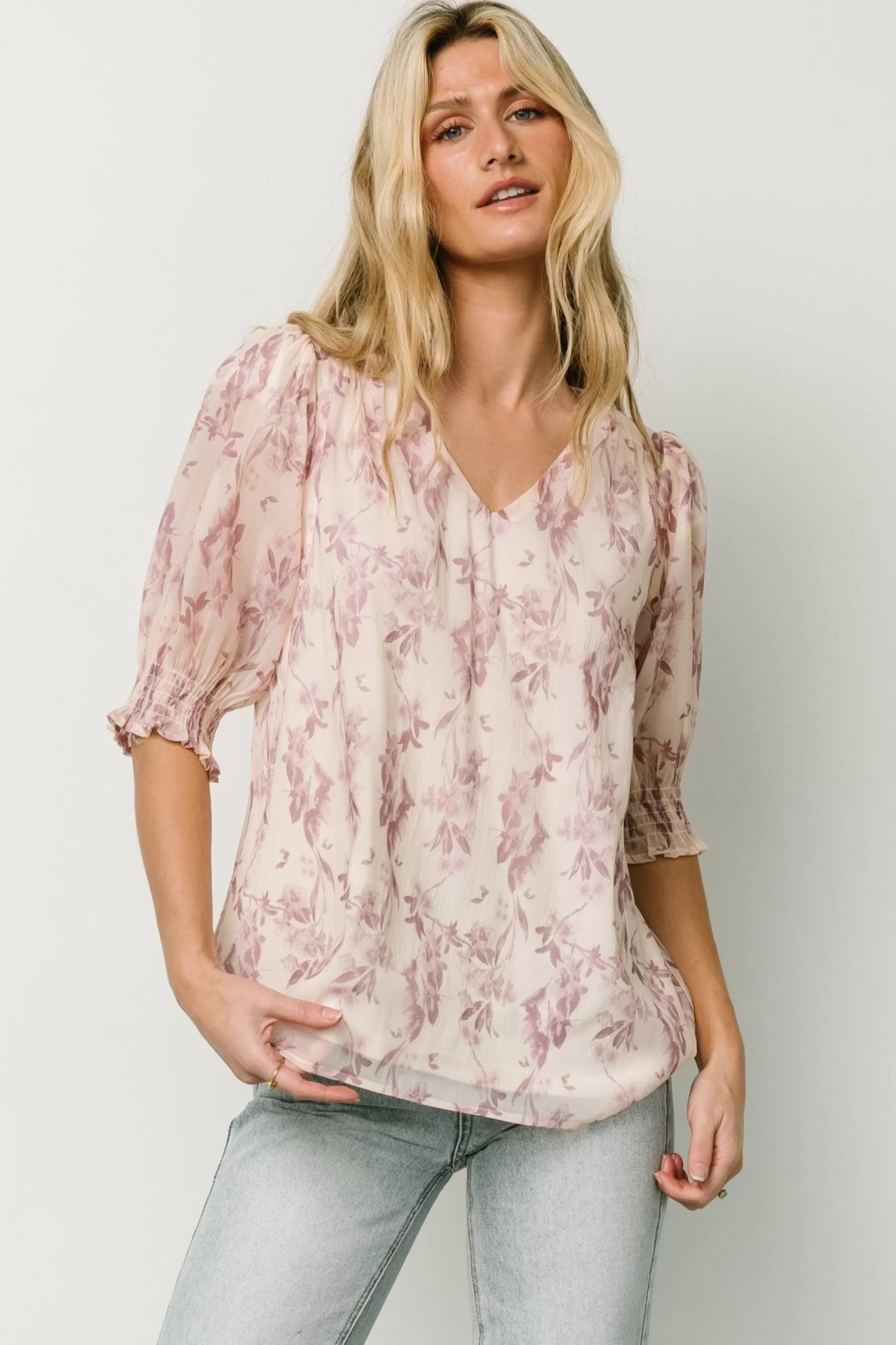 blouses + shirts | Baltic Born Cordova Top | Beige + Mauve Floral