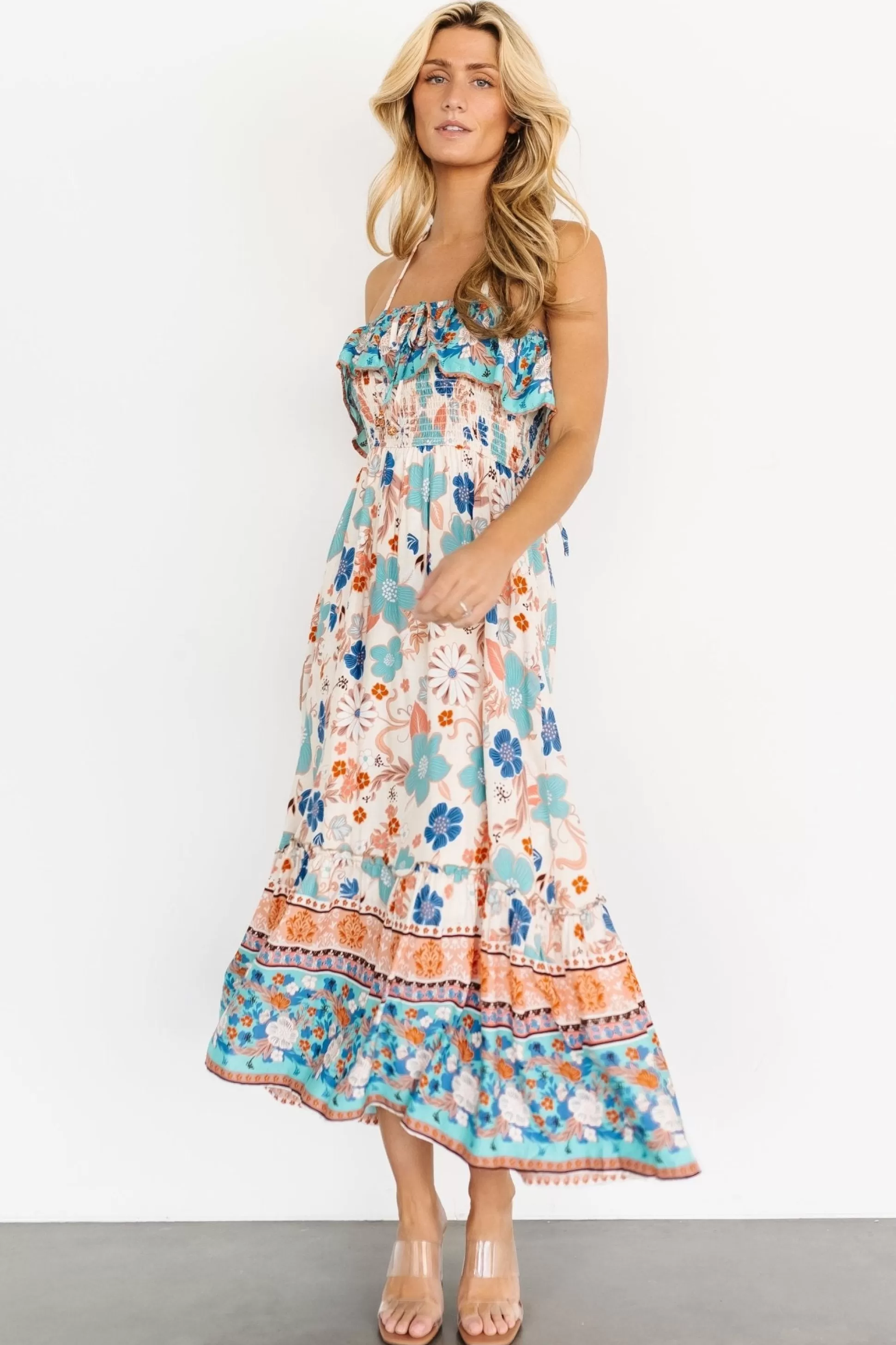 midi dresses | Baltic Born Dali Midi Dress | Natural + Blue Floral