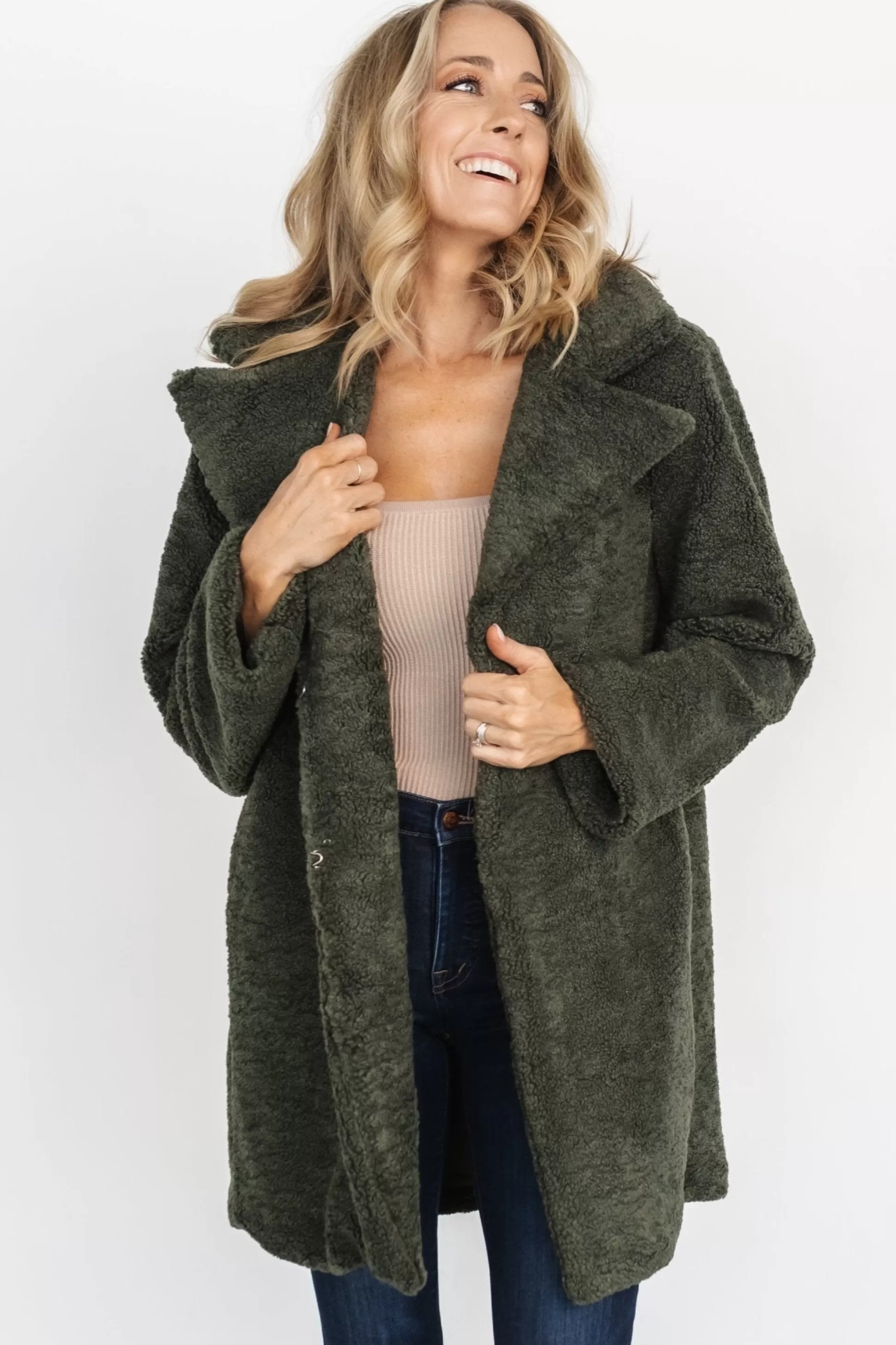 outerwear | Baltic Born Damien Sherpa Coat | Dark Green