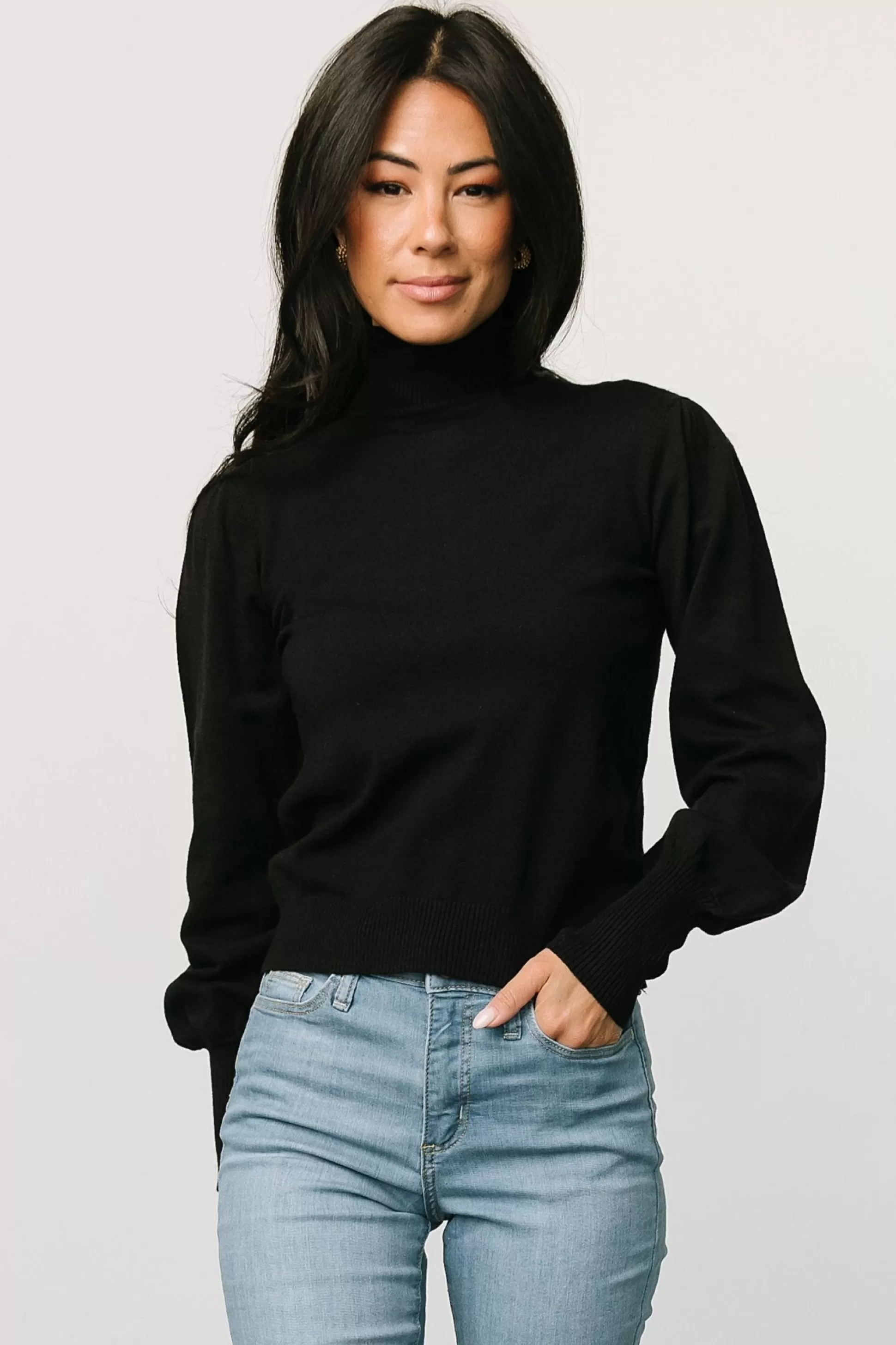 blouses + shirts | WINTER ESSENTIALS | Baltic Born Danica Turtleneck Knit Top | Black