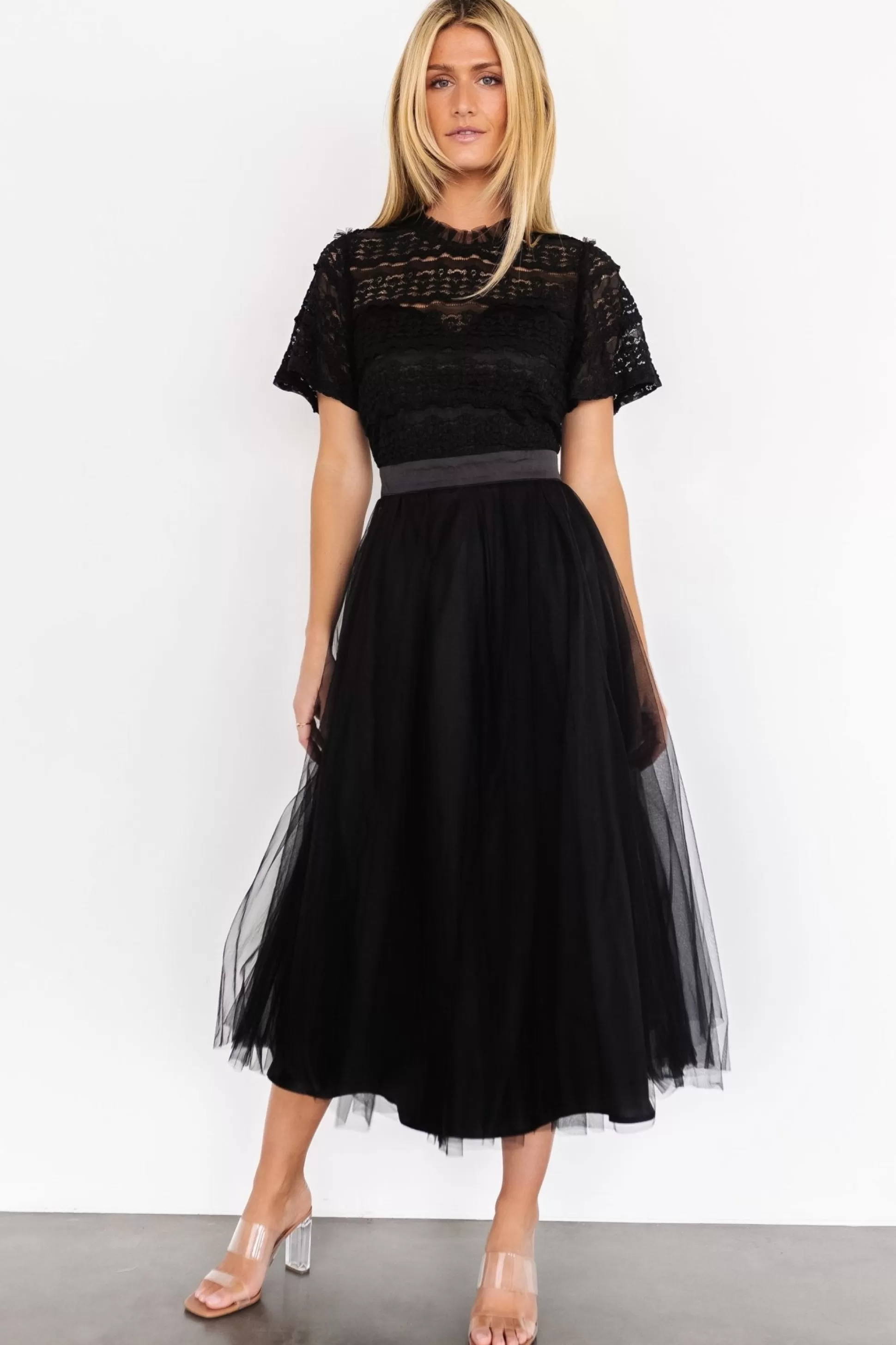 COMING SOON | Baltic Born Darcy Tulle Midi Dress | Black