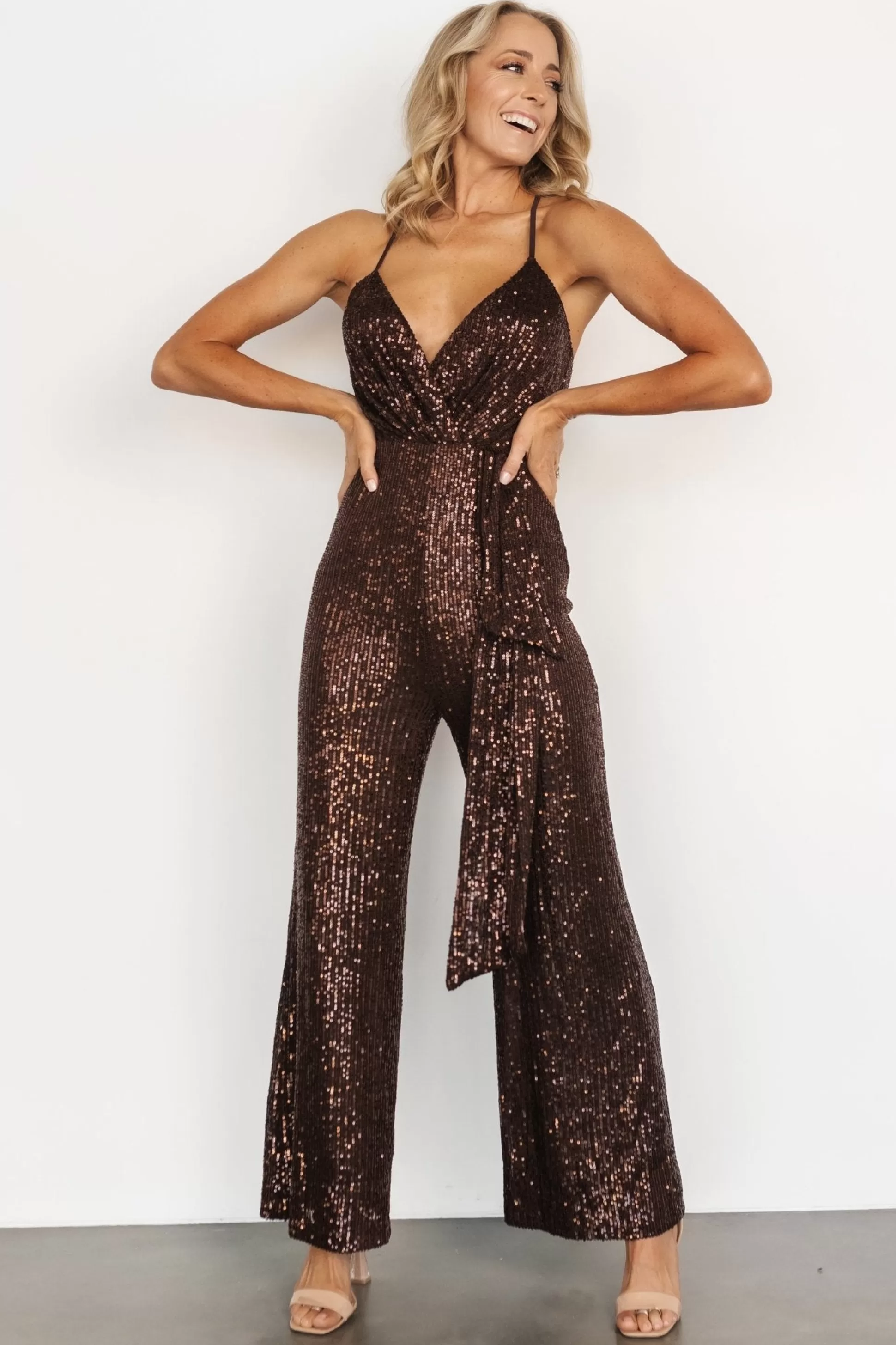 JUMPSUITS + ROMPERS | Baltic Born Darius Sequin Jumpsuit | Chocolate