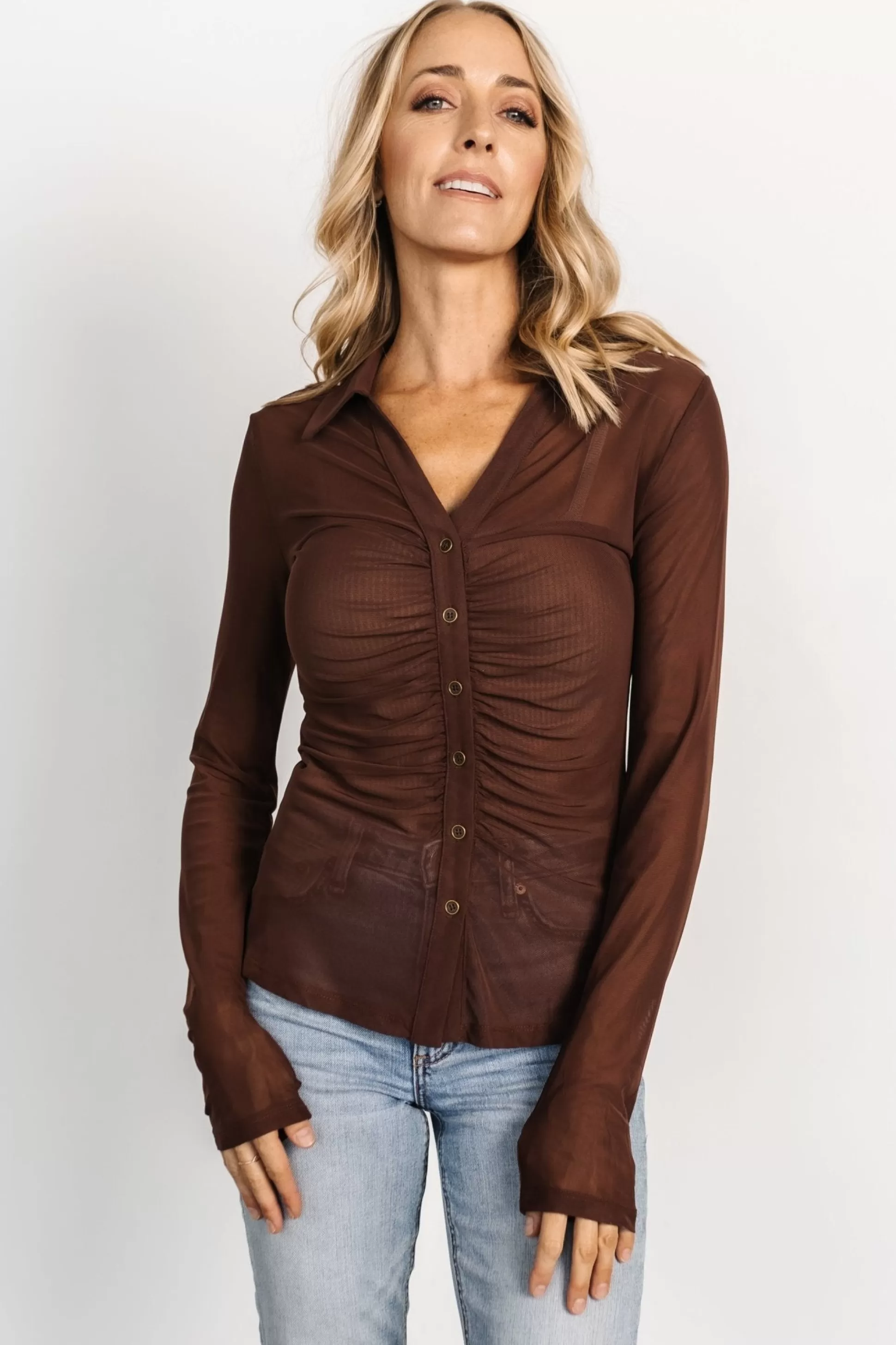 blouses + shirts | Baltic Born Dax Mesh Top | Chocolate