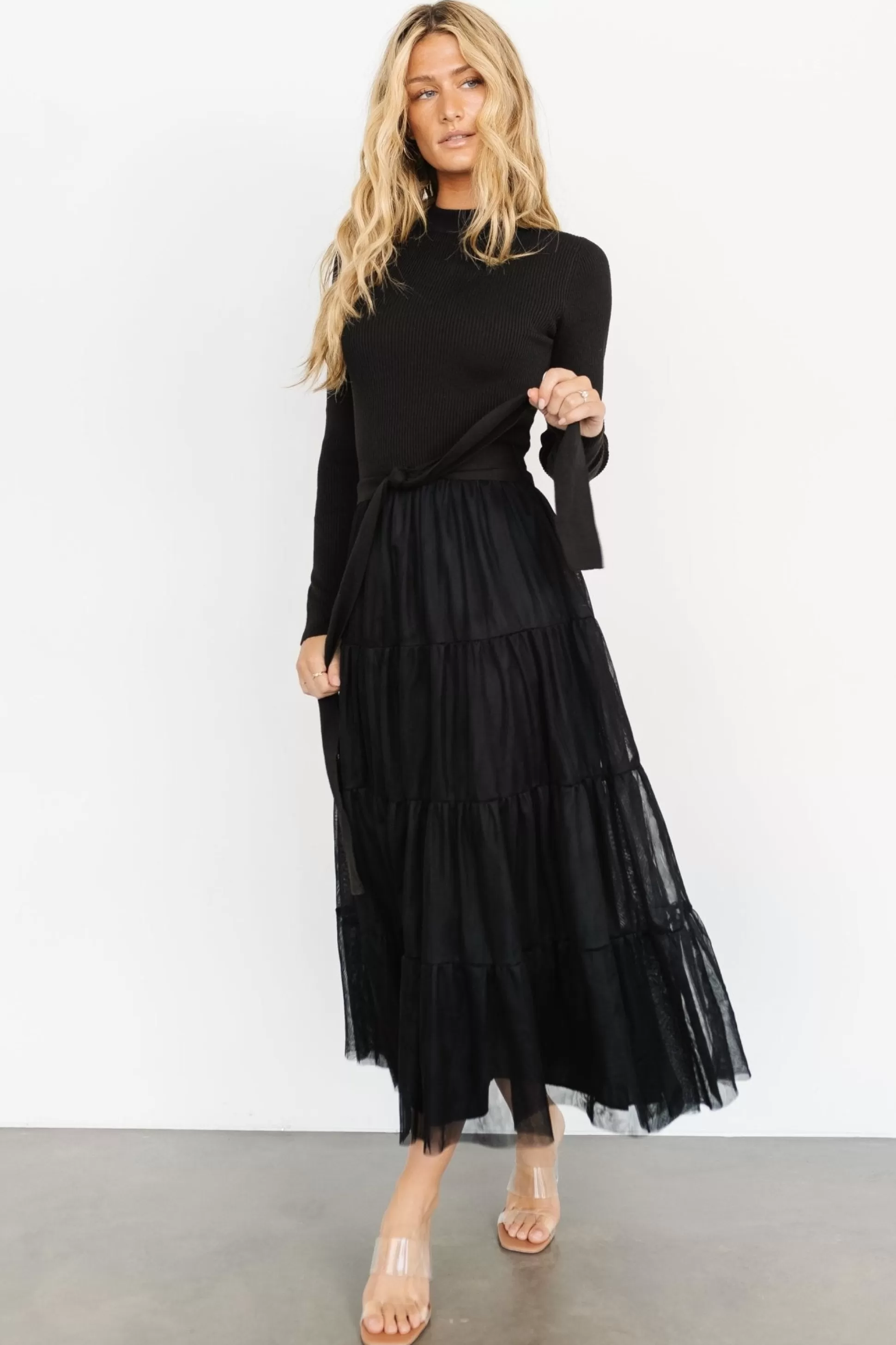 maxi dresses | WEDDING SUITE | Baltic Born Demi Sweater Tulle Dress | Black