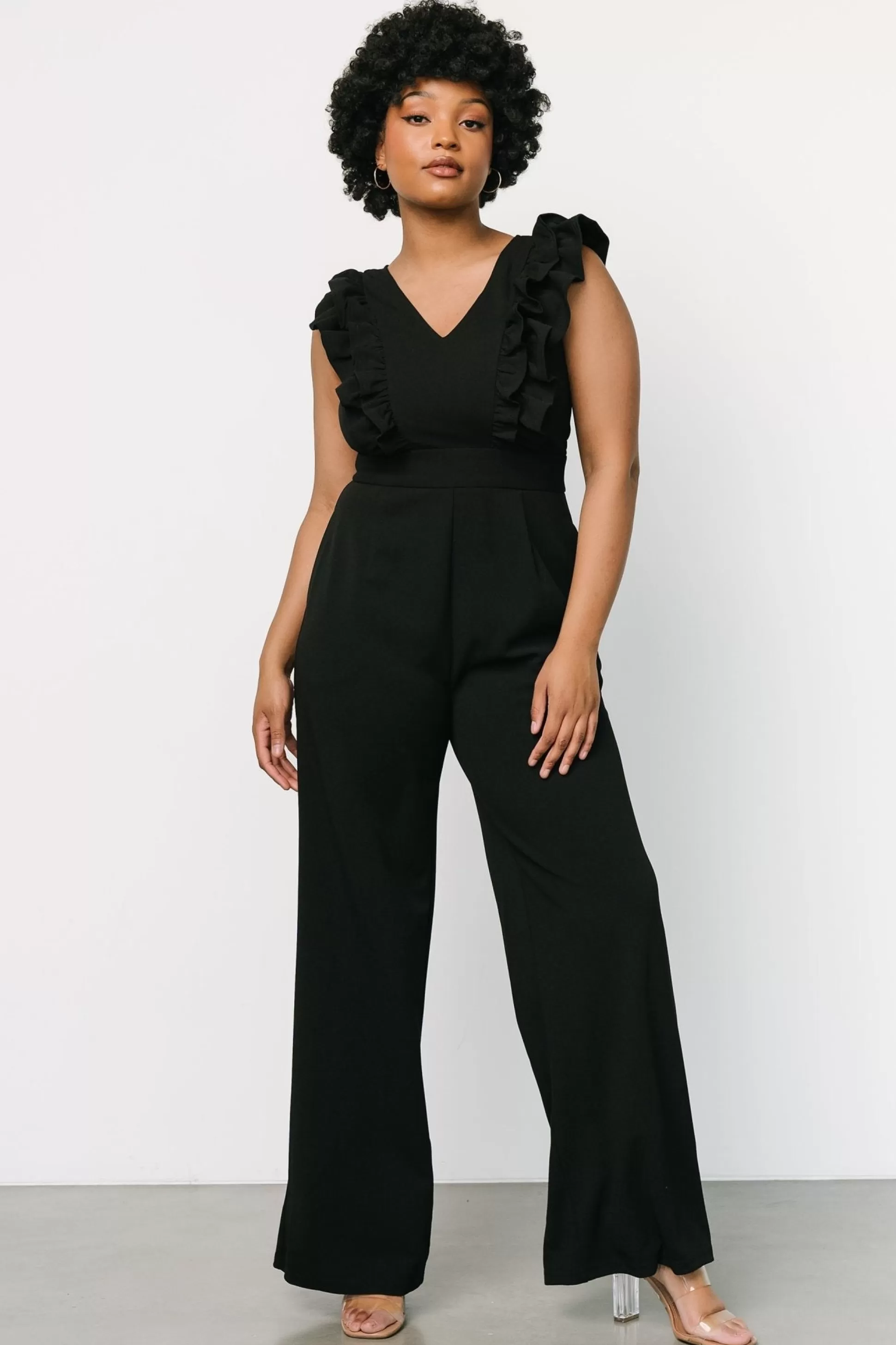 JUMPSUITS + ROMPERS | Baltic Born Descanso Ruffle Jumpsuit | Black